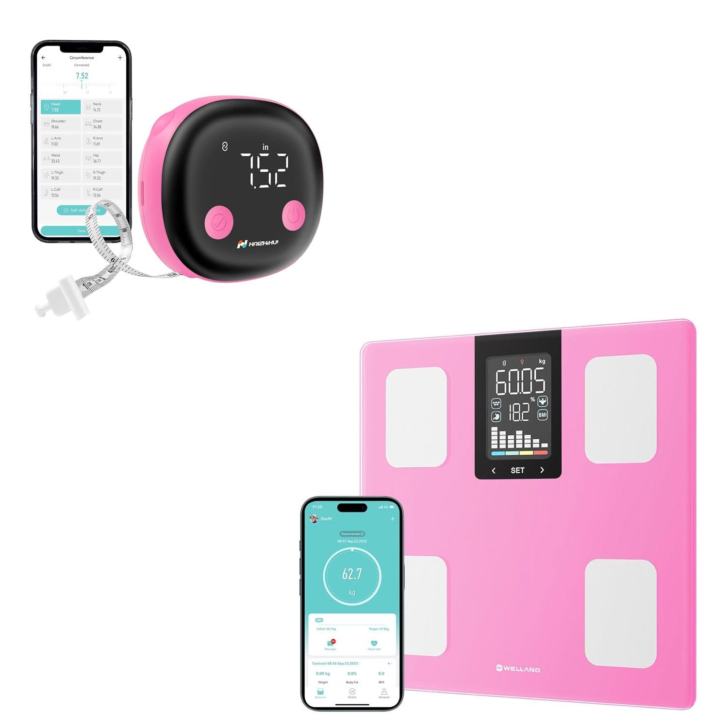Fitdays Smart Body Tape Measure,Fitdays Smart Scale for Body Weight