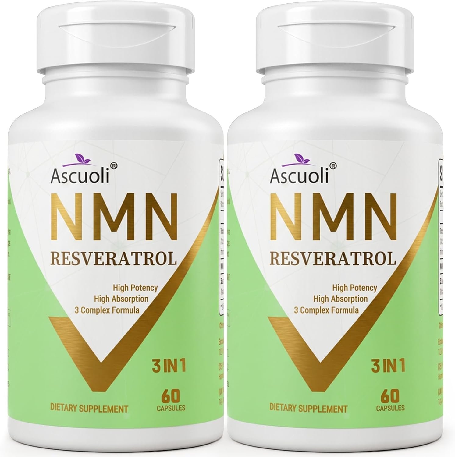 99% Pure NMN Resveratrol 1150mg per Serving, 3-in-1 NMN Supplement, 120 Cap