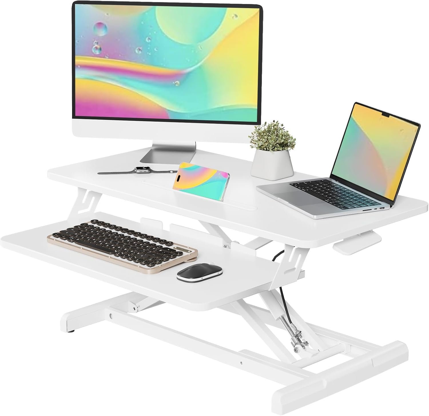 JOY worker 32″ Standing Desk Converter, Height Adjustable Stand Up Riser