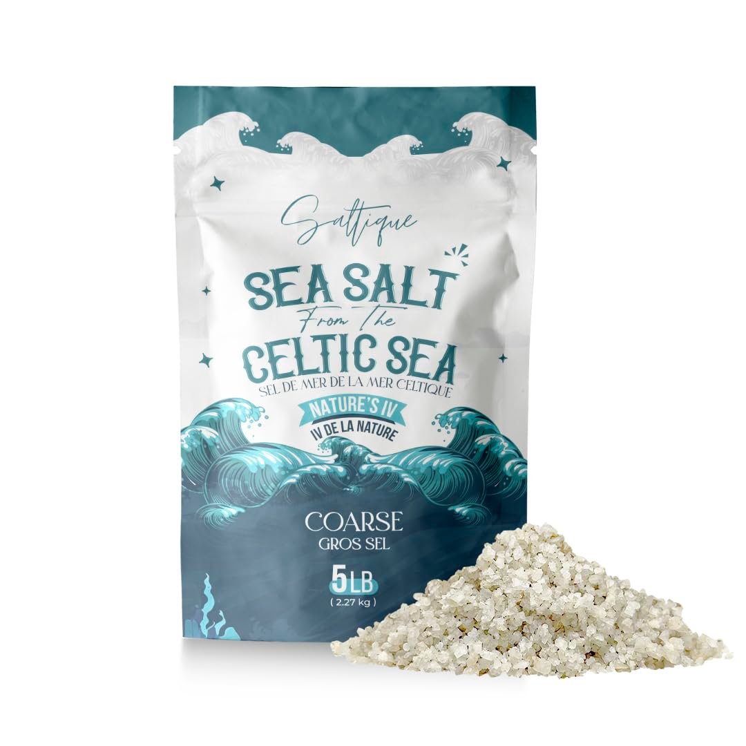 Saltique Celtic Salt Coarse 100% Unrefined From the Celtic Sea 5lb (2.27kg)- Celtic Organic Salt Packed with 82 Minerals Helping You Stay Hydrated, Improve Electrolyte Balance, and Experience Optimal