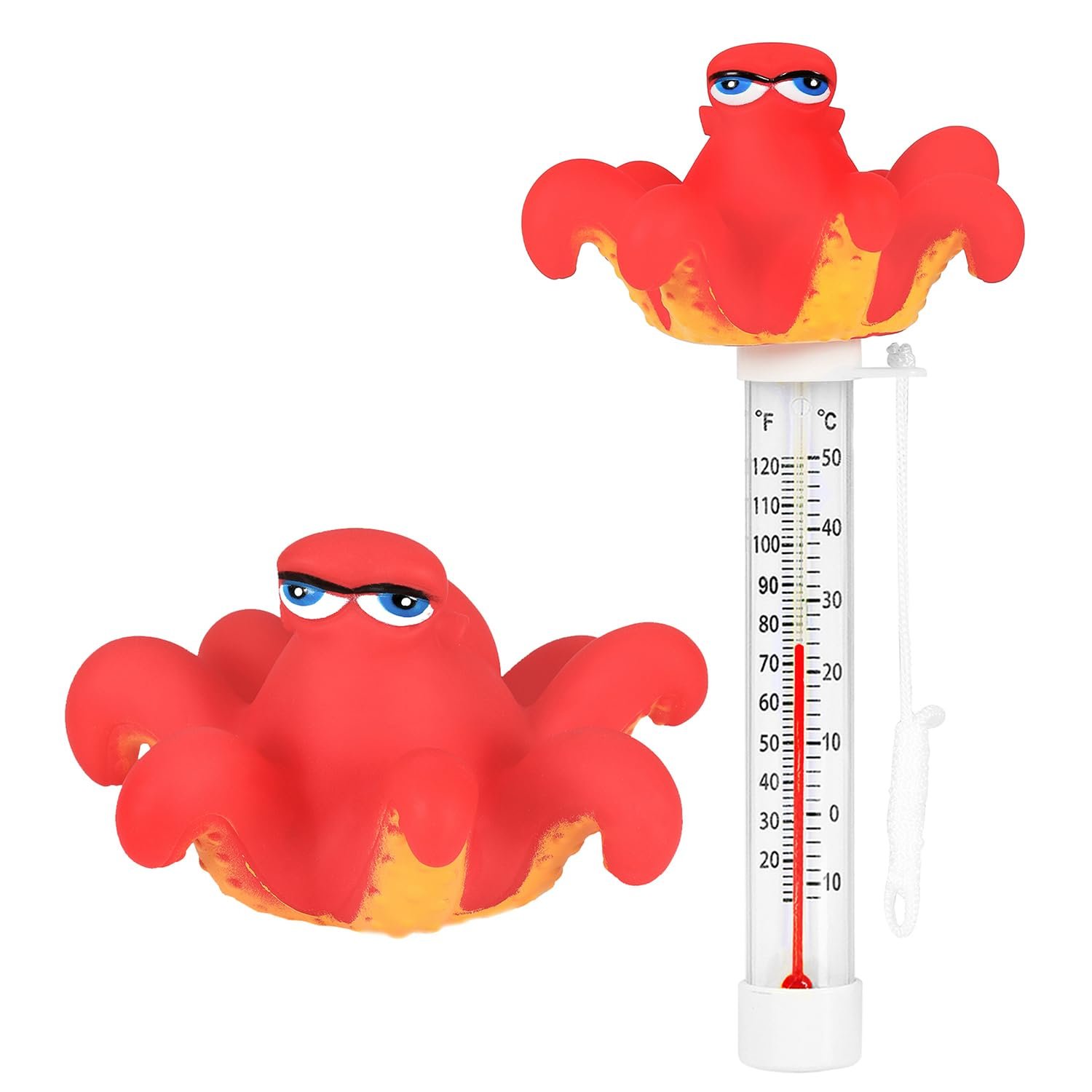 XY-WQ Octopus Floating Pool Thermometer with String, Easy-Read