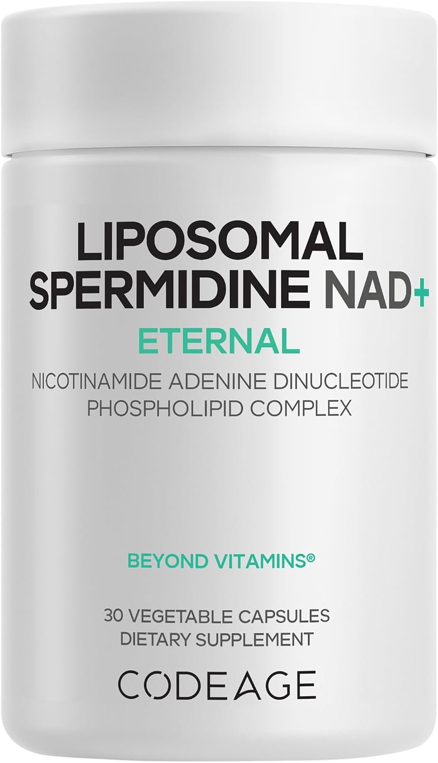 Codeage Liposomal Spermidine NAD+, 500mg, Vitamin C, Vegan, 30 Capsules