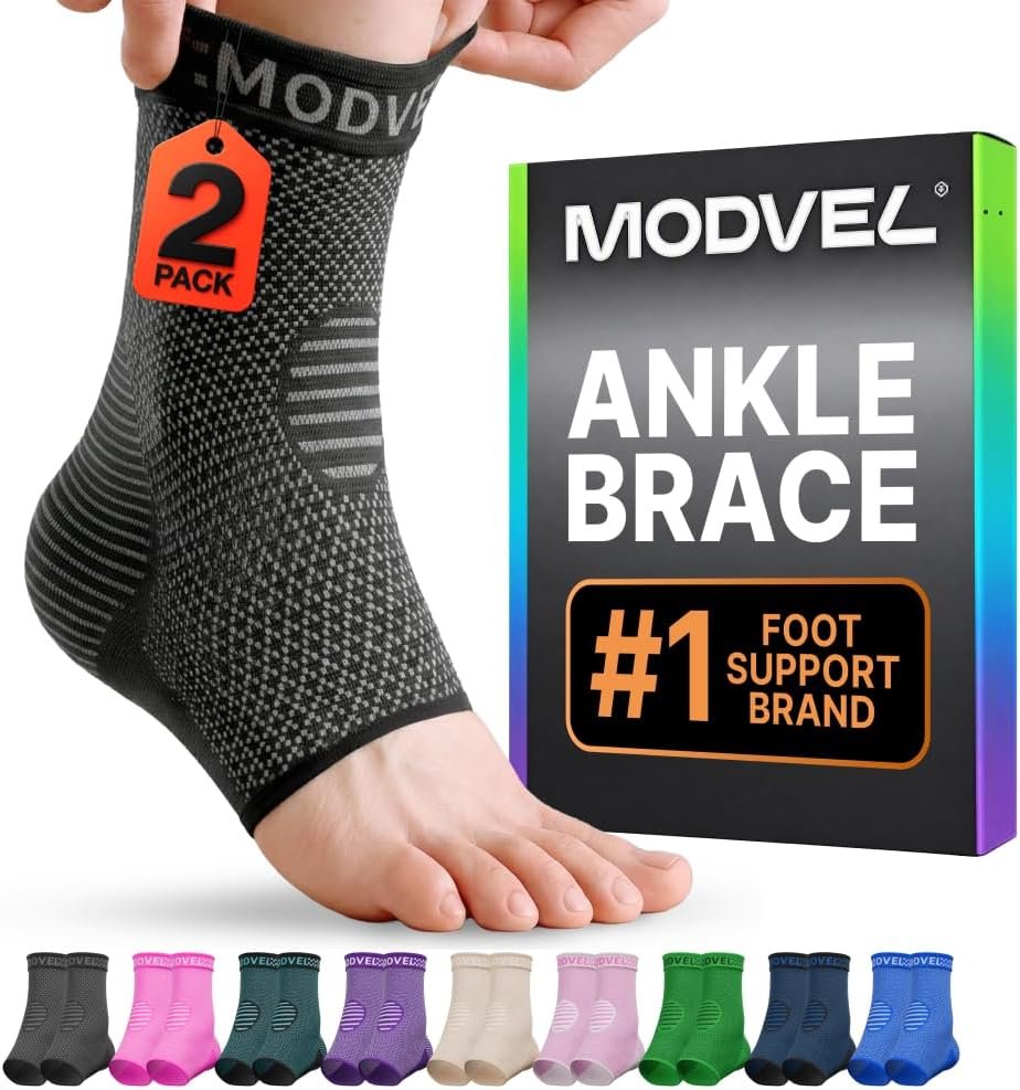 Modvel Foot & Ankle Brace Socks for Sprained Ankle Compression Sleeve – Foot Support for Women & Men – Tendonitis & Arthritis Ankle Brace Sports Running, Torn Ligaments & Women Stabilizing Ankle Wrap