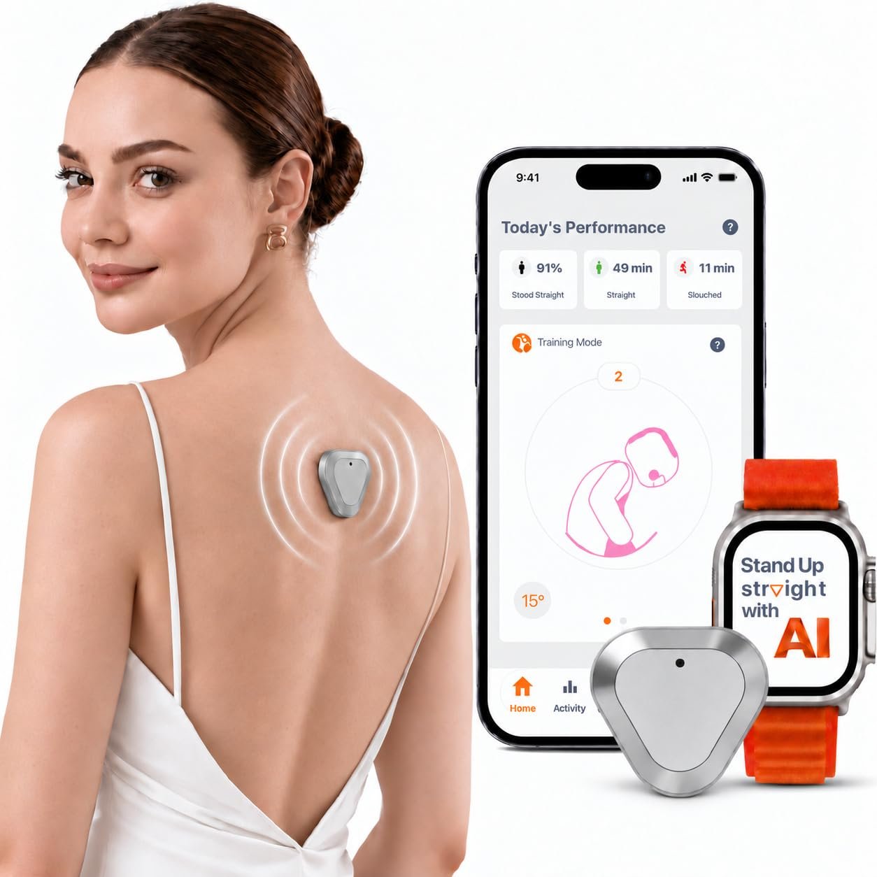 Straight Plus AI Powered Posture Corrector Trainer Device (Necklace Included) – Back Brace Smart Straightener Office Work Support – Back Postur Corrector Device – Posture Corrector for Women & Men