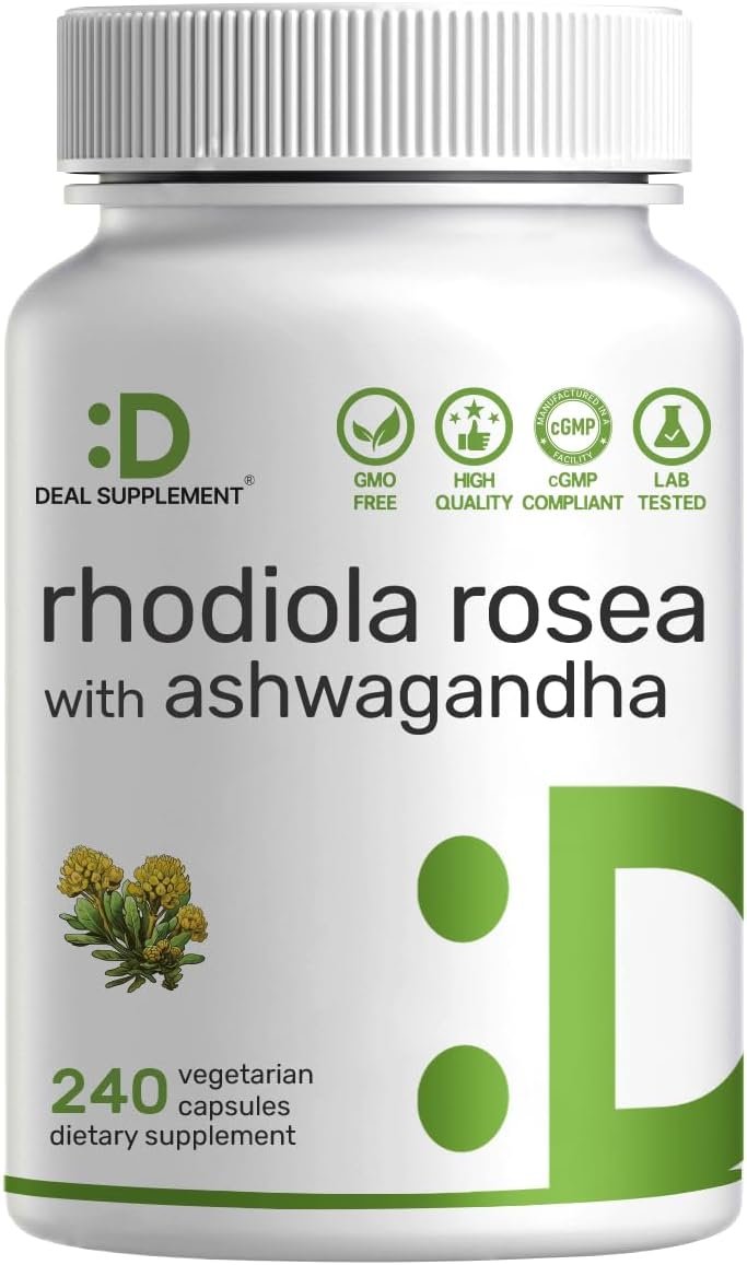 DEAL SUPPLEMENT Rhodiola Rosea & Ashwagandha, 240 Veggie Capsules