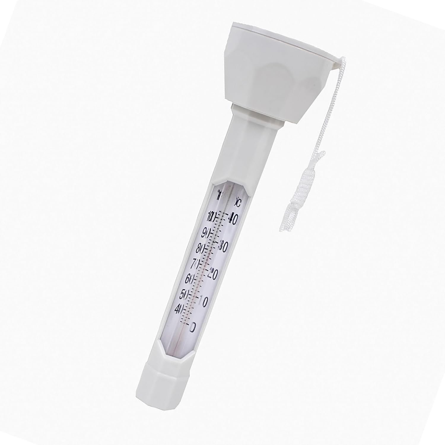 Pool Floating Thermometer Easy Read – Water Gauge for Swimming, Hot Tub, Pond, Lake or Ice Cold Plunge Bath Temp, Outdoor Thermometer with String – Above Ground Pool Accessories White 9″ Tall