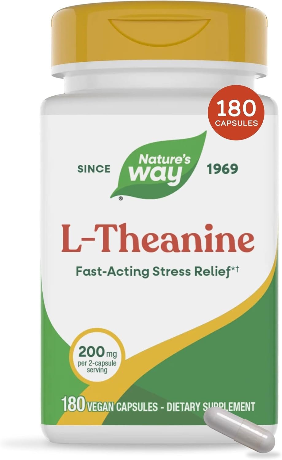 Nature’s Way L-Theanine, Stress Relief*, Relaxation Support*, 180 ct