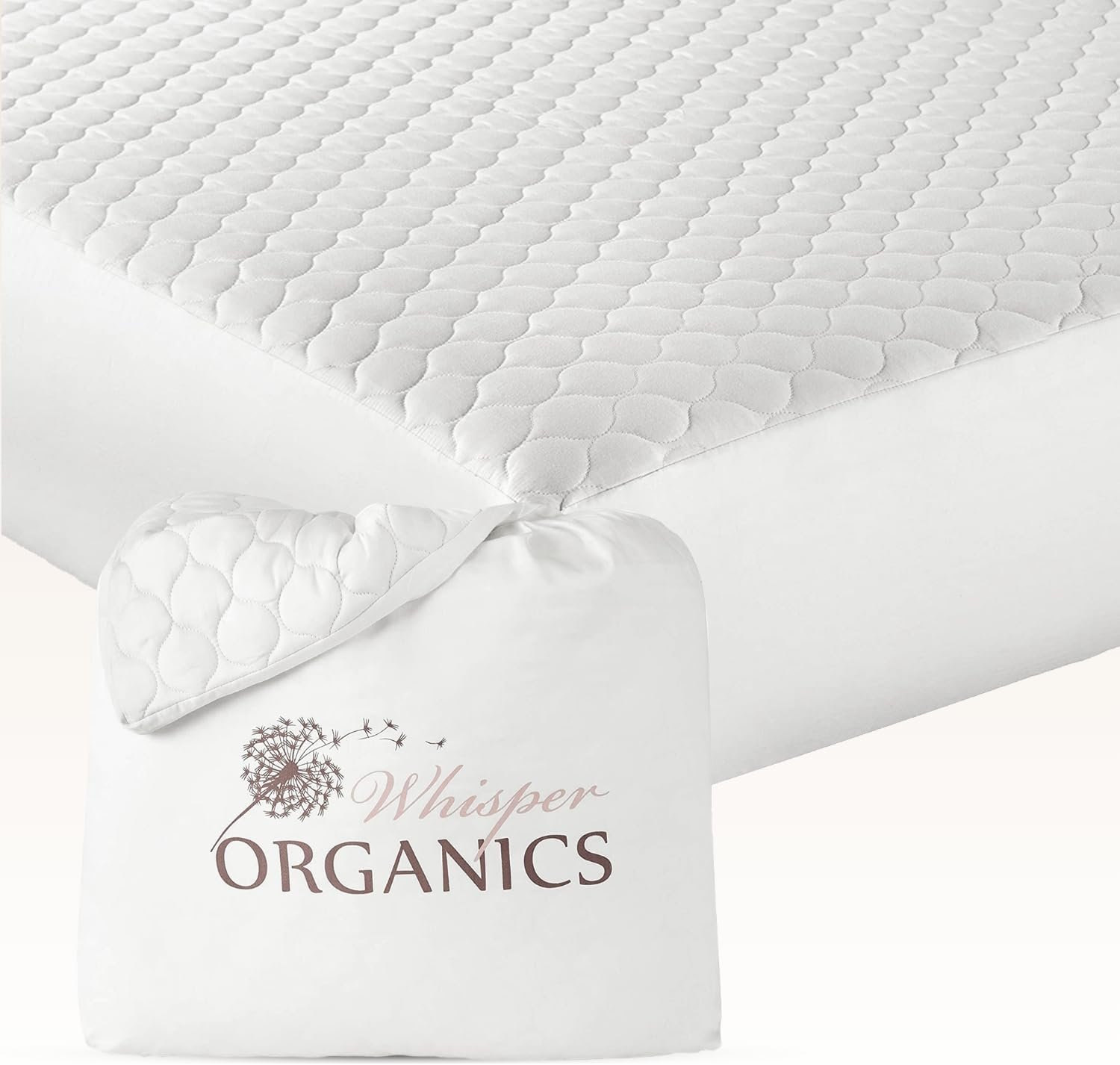 Whisper Organics 100% Cotton Organic Quilted Mattress Pad Protector
