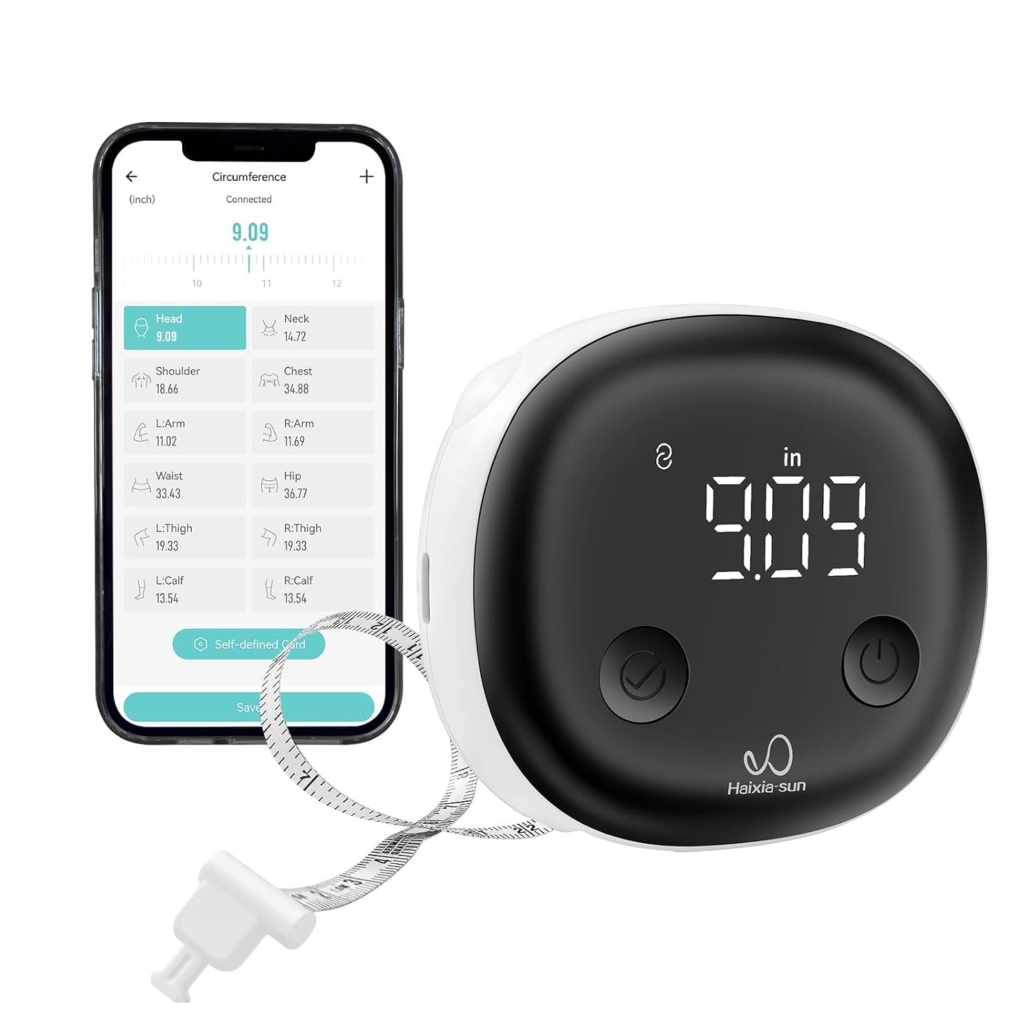 Body Tape Measure, Bluetooth Digital Measuring Tape with LED, Type-C