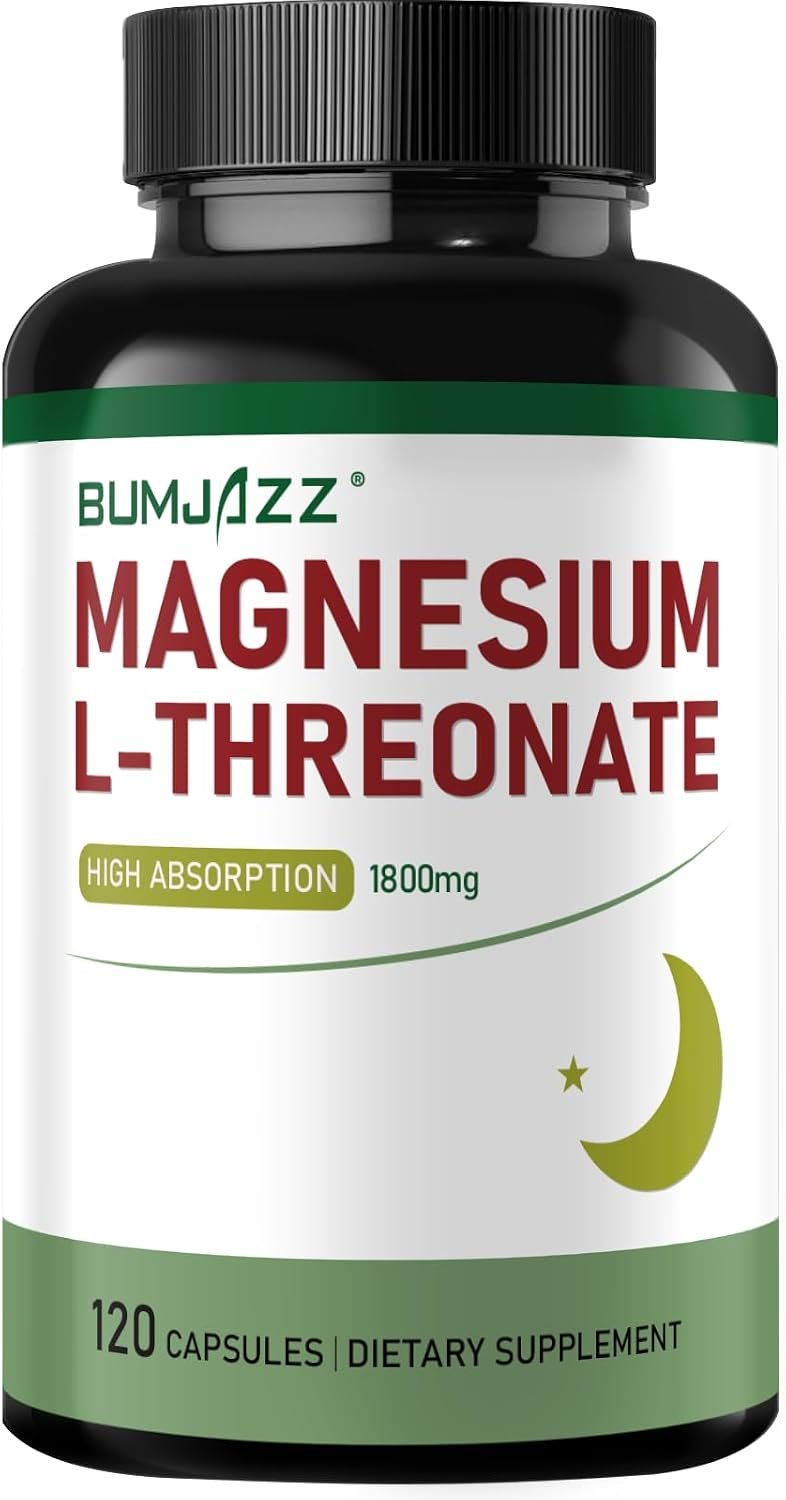Magnesium L-Threonate Capsules 1800mg – 120 Count– High Absorption Magnesium Supplement – Bioavailable Form