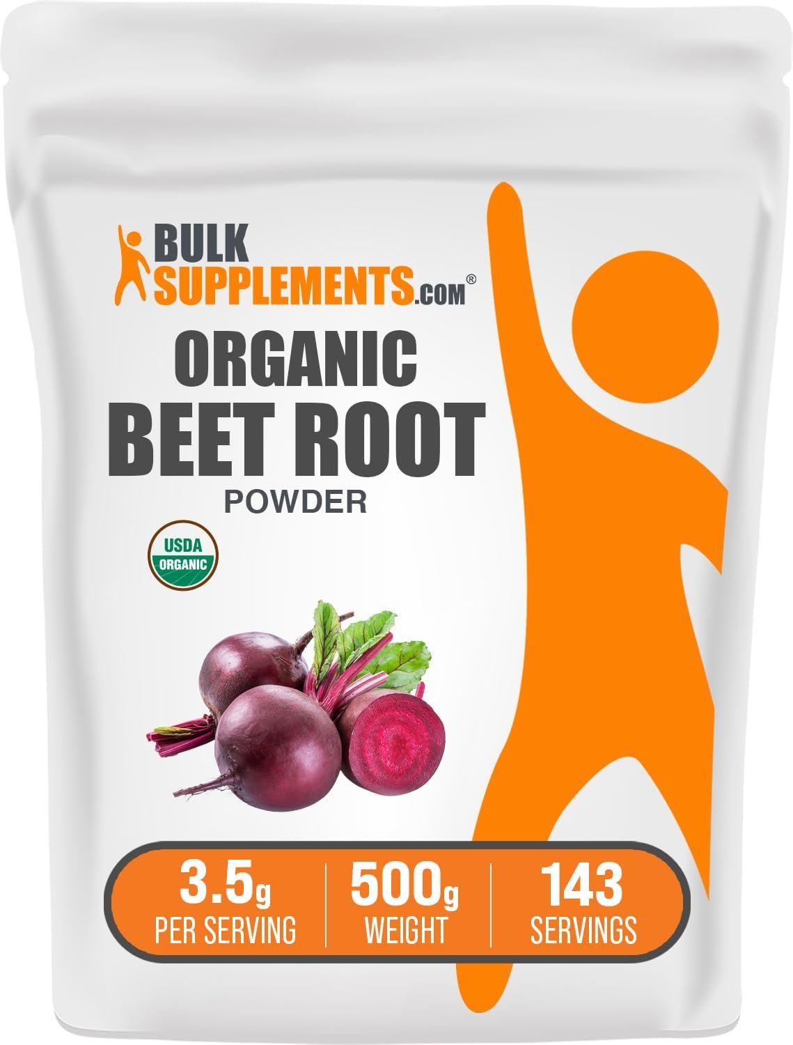 BulkSupplements.com Organic Beet Root Powder – Superfood Supplement, Beet Root Supplements – Vegan & Gluten Free, 3.5g per Serving, 500g (1.1 lbs) (Pack of 1)
