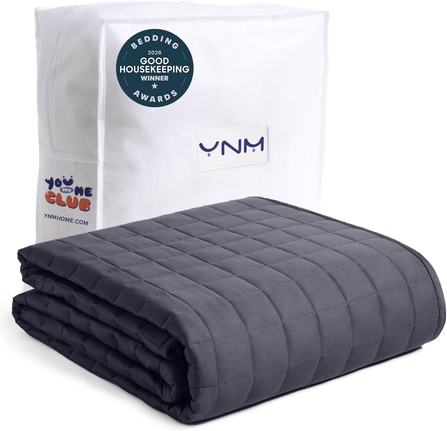 YnM 15lbs Weighted Blanket for Adults, 48×72 Inches, Dark Grey