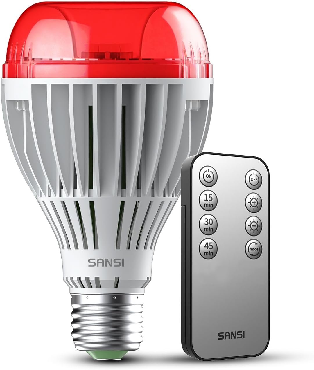 SANSI Red Light Therapy Bulb for Sleep with Remote, 25W A21 E26