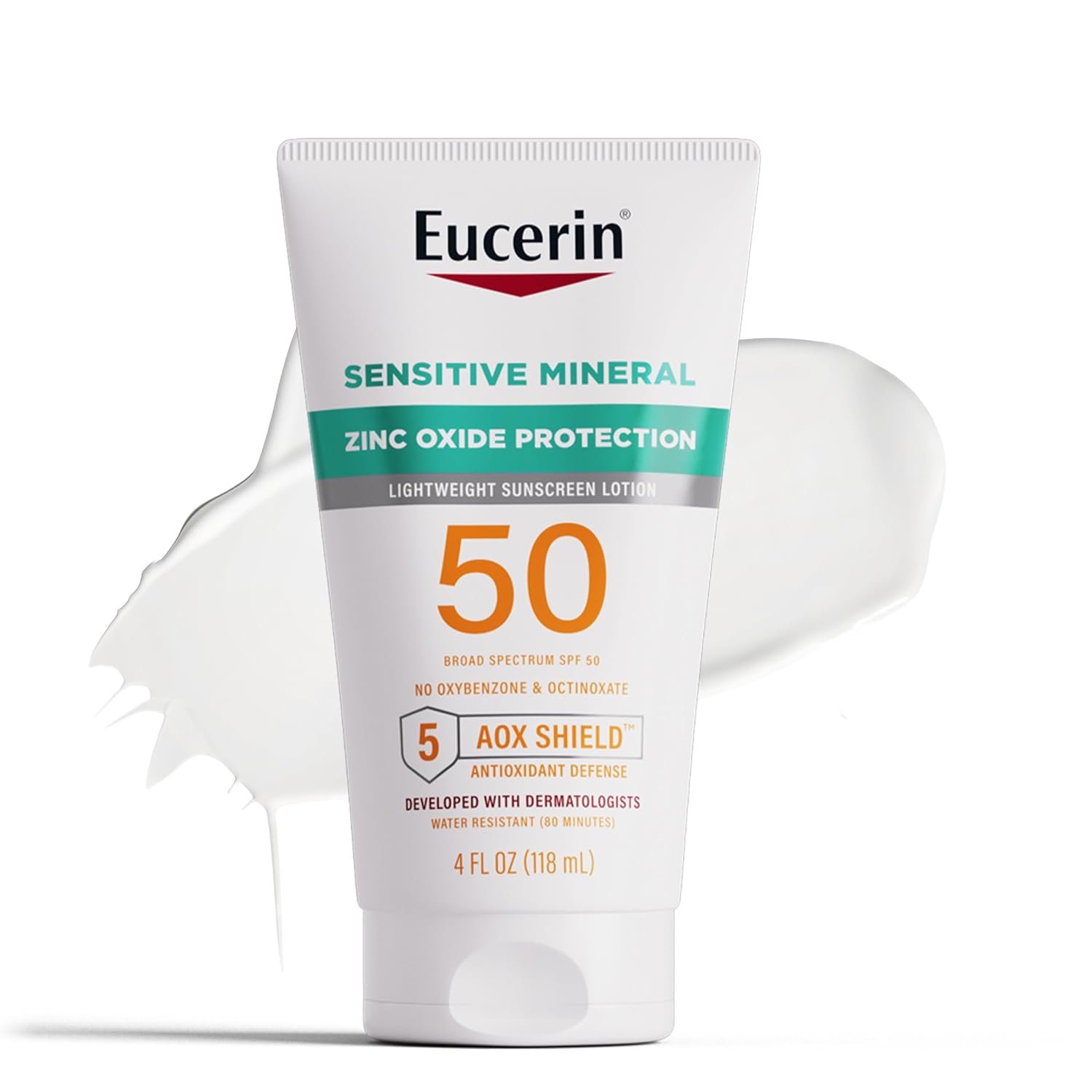 Eucerin Sun Sensitive Mineral Sunscreen Lotion, Face, Body, SPF 50, 4 FL OZ