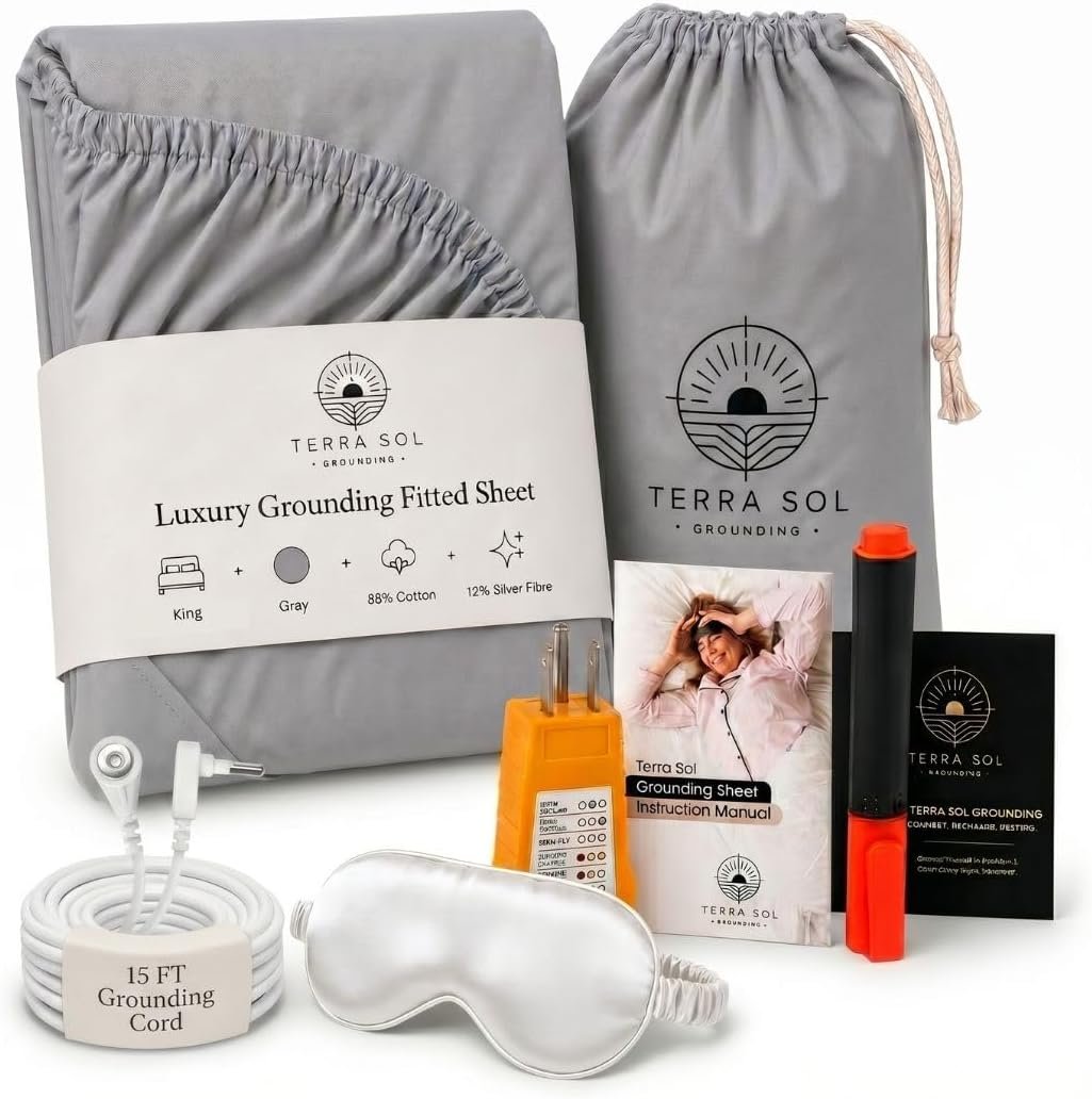 Terra Grounding Sheets King Size, 88% Cotton + 12% Silver, Grey