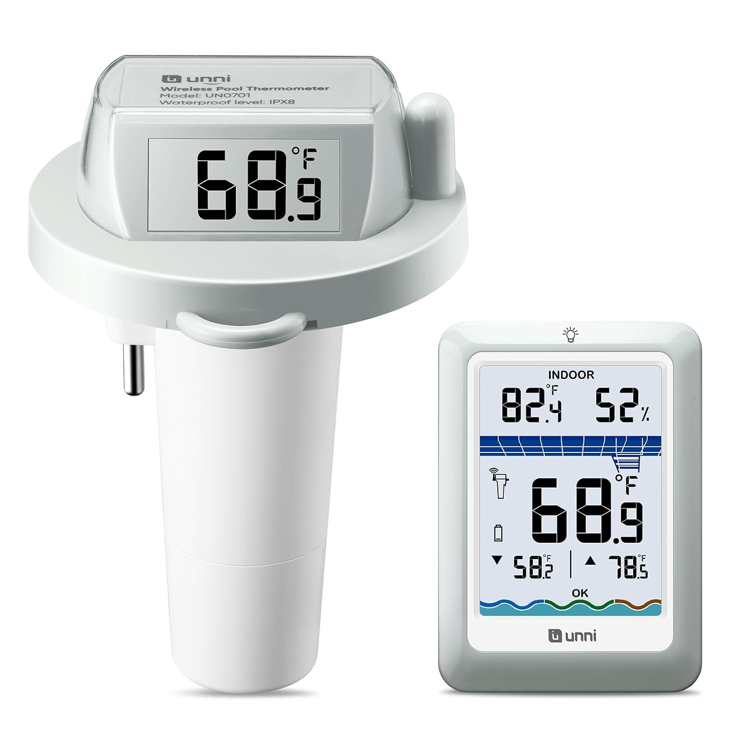 Wireless Pool Thermometer Floating Easy Read, Waterproof IPX8