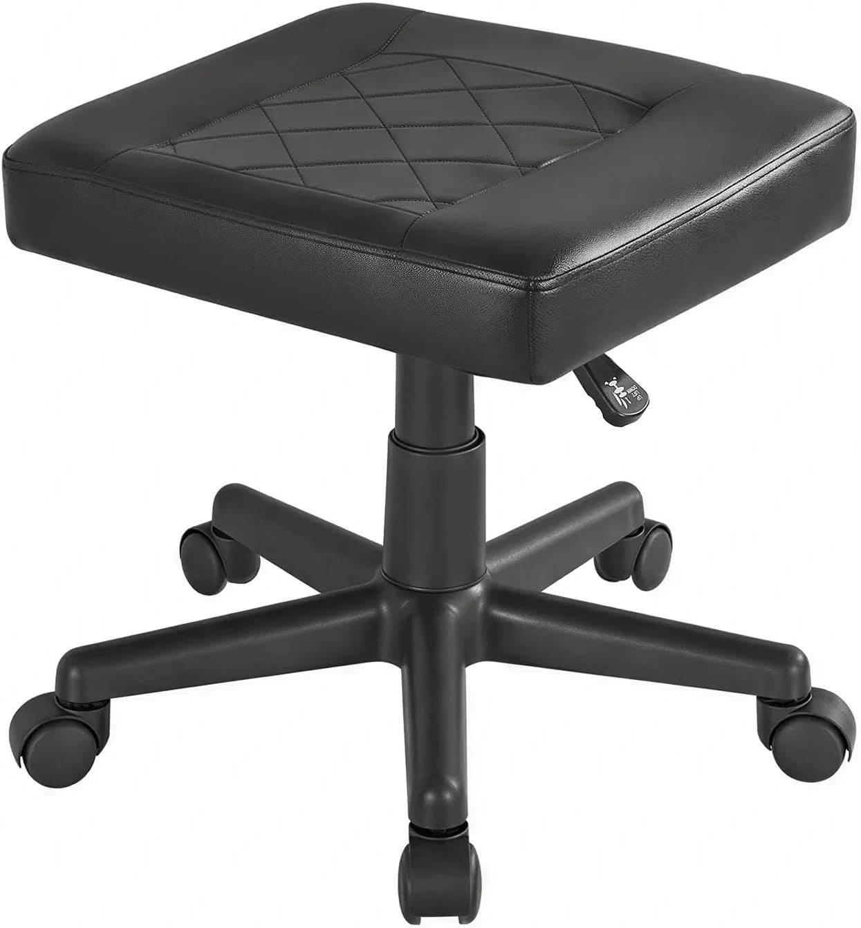 VECELO Under Desk Footrest, PU Ergonomic Foot Rest with Wheels, Comfort Padding, Height Adjustable for Relieving Leg Pain, Stiffness, Black