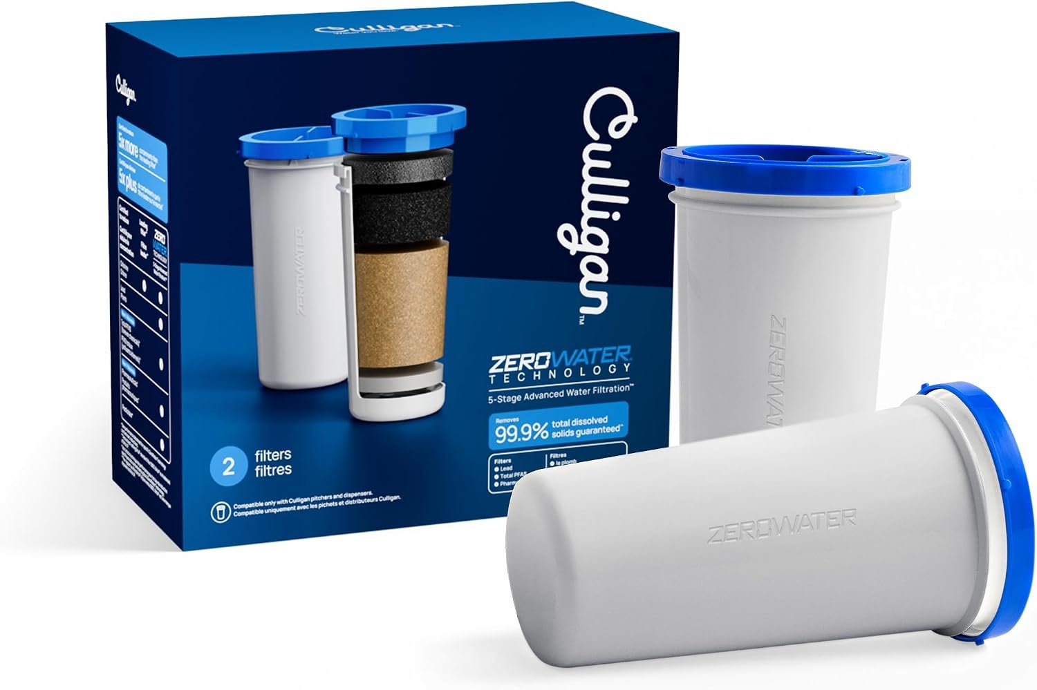 Culligan ZeroWater Replacement Water Filter Removes PFAS 2-Pack​
