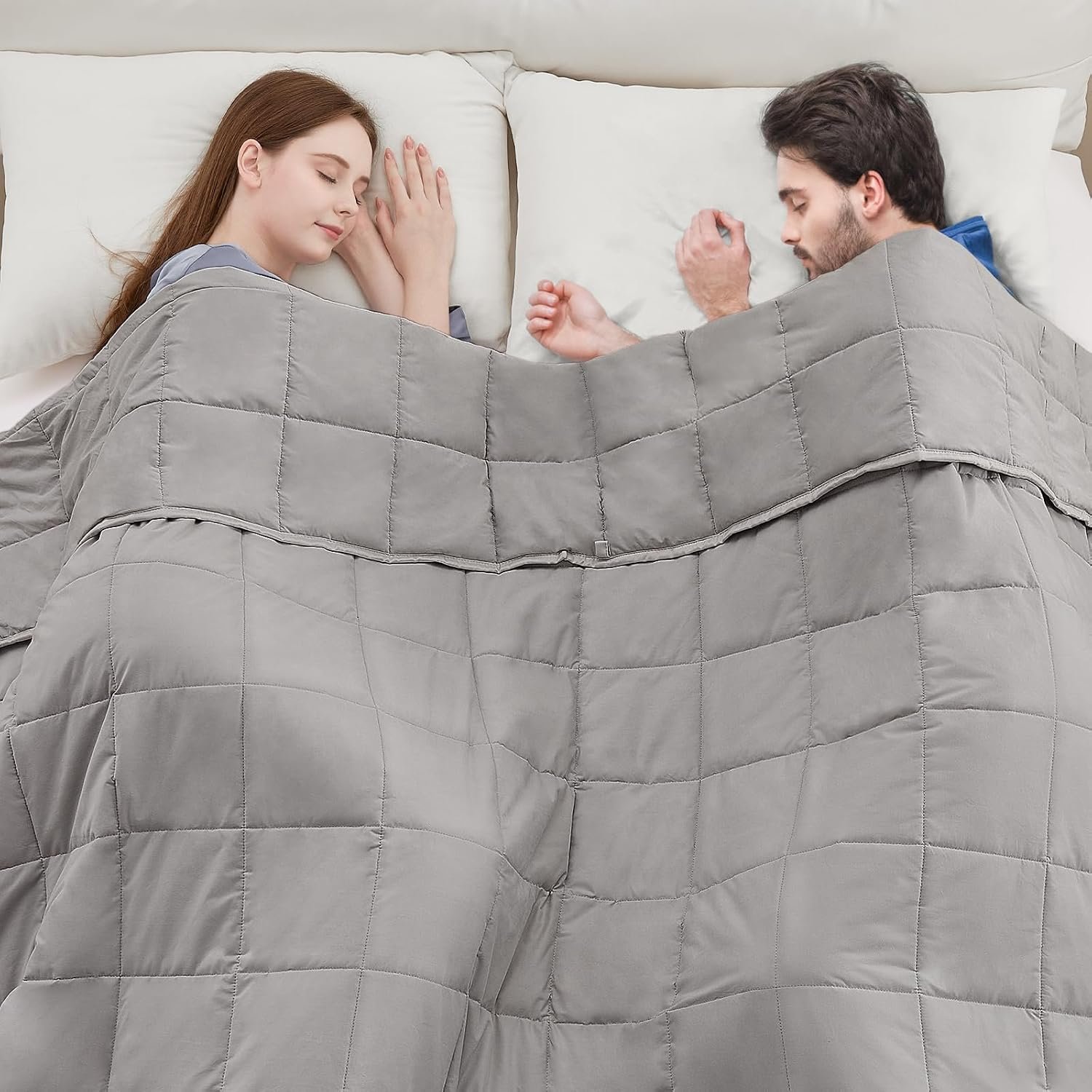 anfie Weighted Blanket King Size for Adults (80″x87″ 20lbs Grey),Cooling Heavy Blanket for Sleeping Perfect for 190-210 lbs, Breathable Blanket for Adults & Couple All Season, Machine Washable