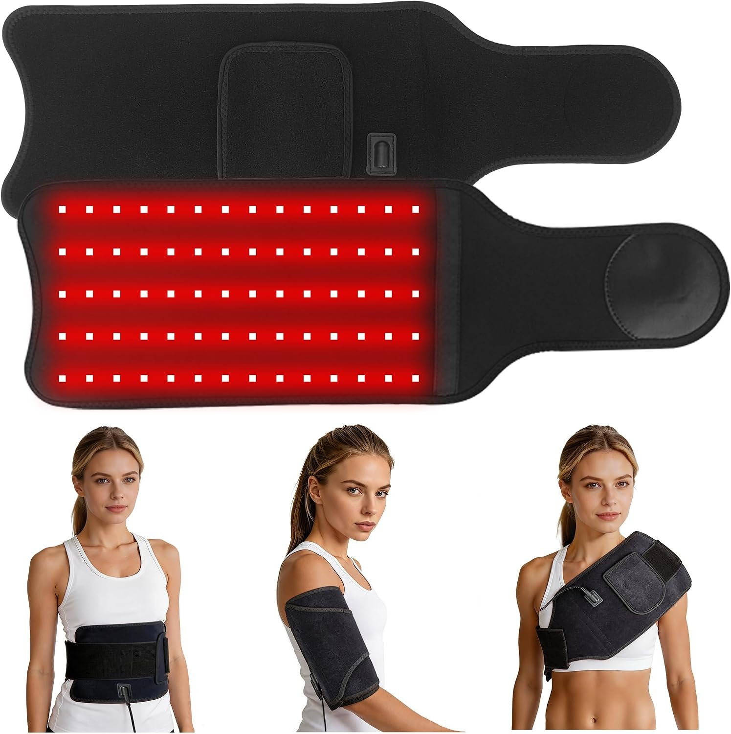 Red Light Therapy Pad, 70 LEDs Adjustable 22.1″x7.1″ Light Wrap,Corded