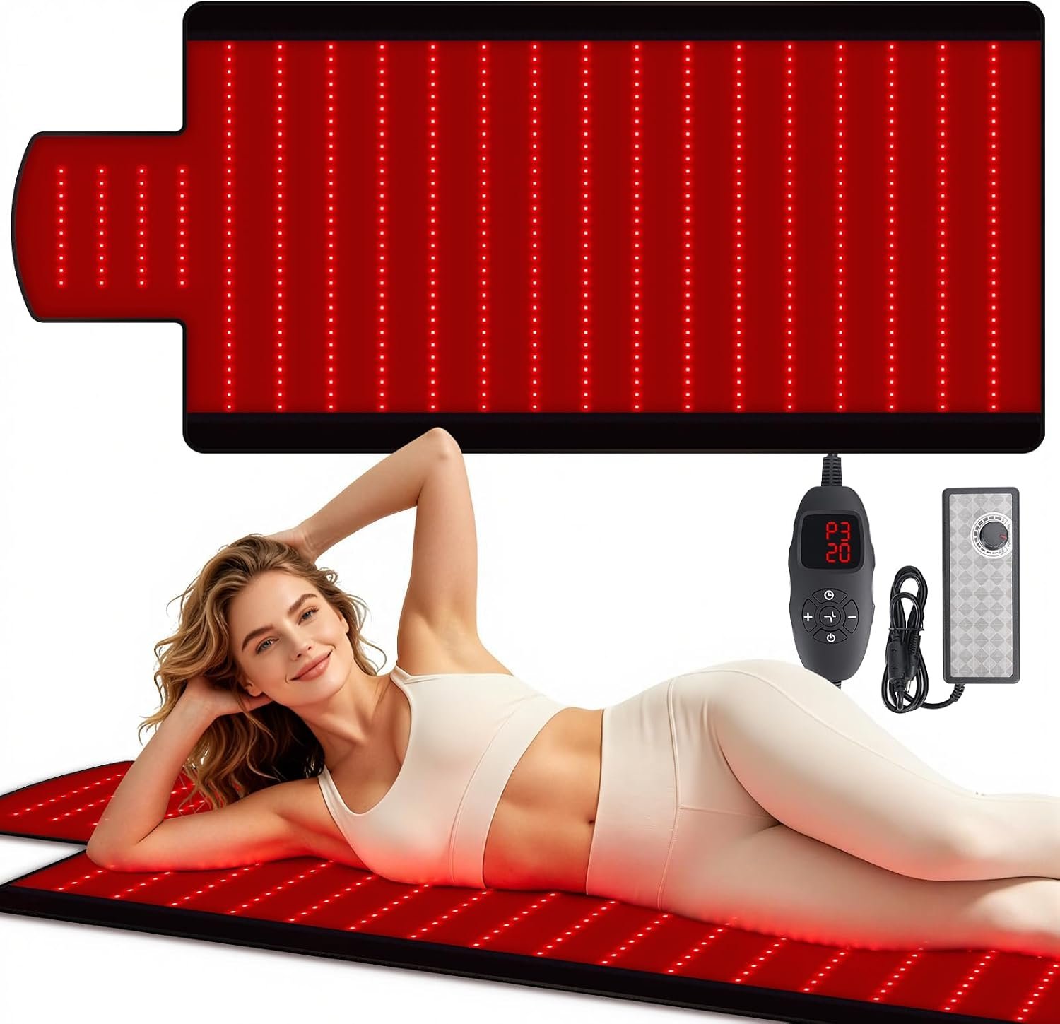 Red Light Therapy Mat for Full Body, Red Light Therapy Blanket, 2 in 1 LEDs (660nm & 850nm) for Home Use, 3 Modes & Adjustable Timer, 74.6” X 33.31”
