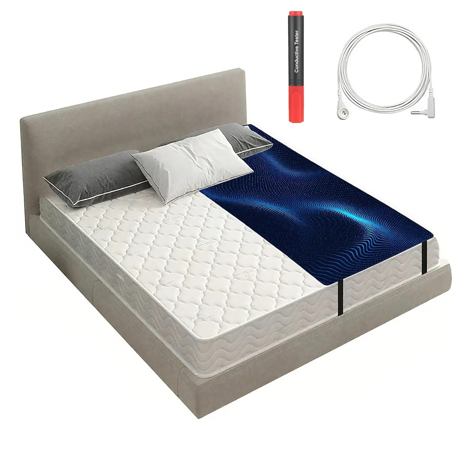 Grounding Mat for Bed with Anti-Slip PU Leather, 27″*76″, Black