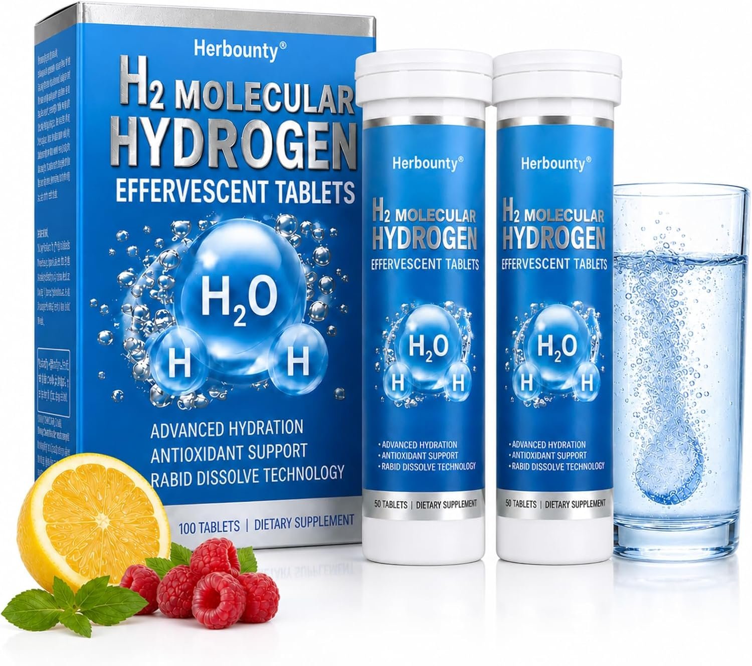 MolecularHydrogen Tablets for Drinking Water, 16 PPM 100 Pcs H2 Supplement