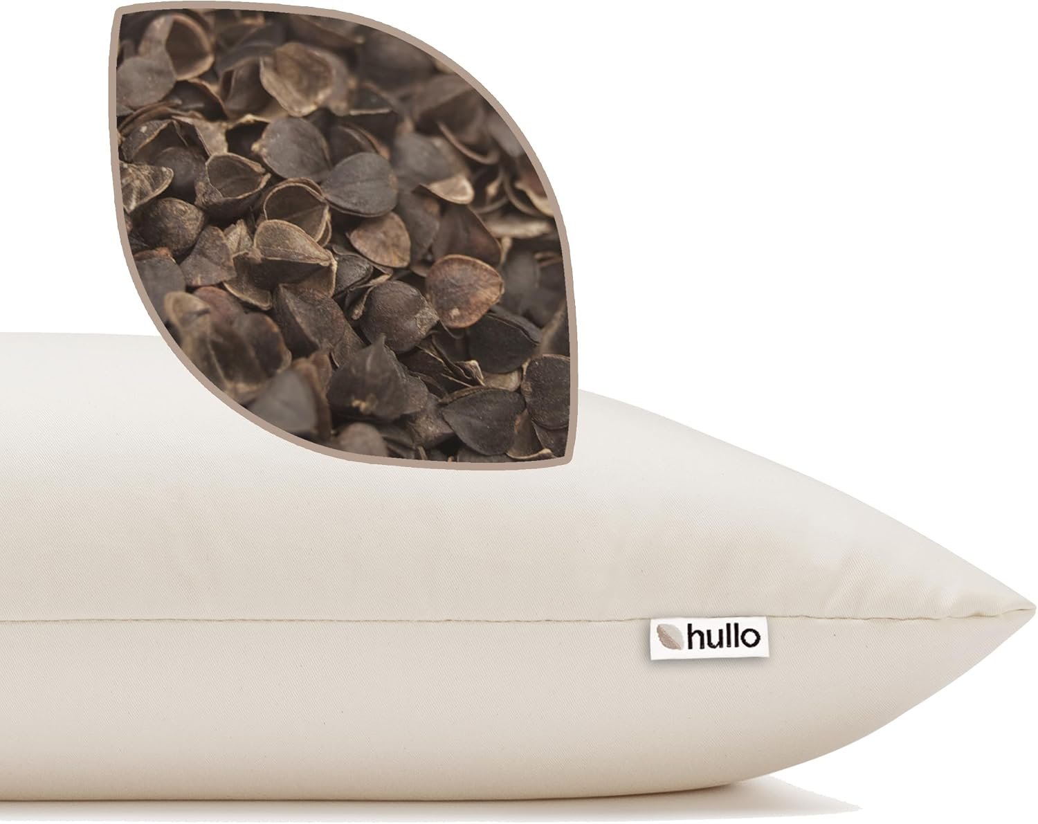 Hullo Buckwheat Pillow – Standard Size (20×26), Organic Adjustable Cooling Pillow for Side & Back Sleepers, Firm Neck Support – Breathable Cotton Cover – Made in USA
