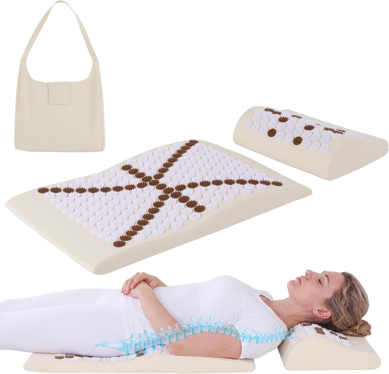 3 Pcs Acupressure Mat and Pillow Set, Shakti Acupressure Mat with Handbag