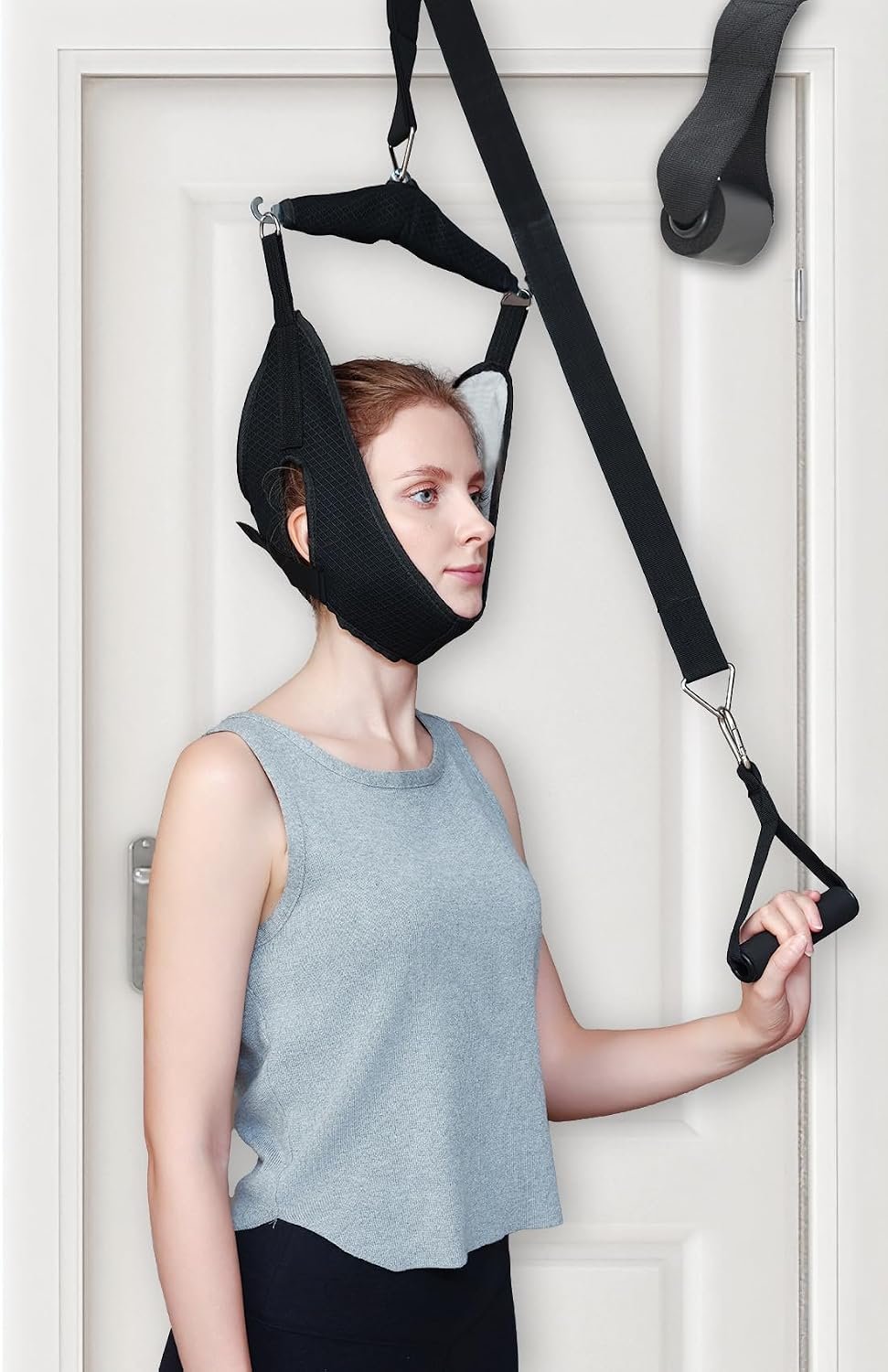 Cervical Neck Traction Device Over the Door – Hanging Neck Stretcher for Cervical Spine Decompression and Pain Relief – Home Use Neck Sling to Relieve Tension & Stiffness