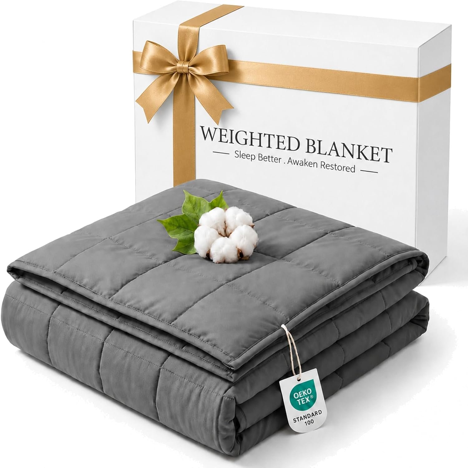 Machine Washable Weighted Blanket for Adults – Heavy Blankets for All-Season Sleeping, Cooling Soft & Breathable with Premium Glass Beads (48” x 72”｜15lbs)