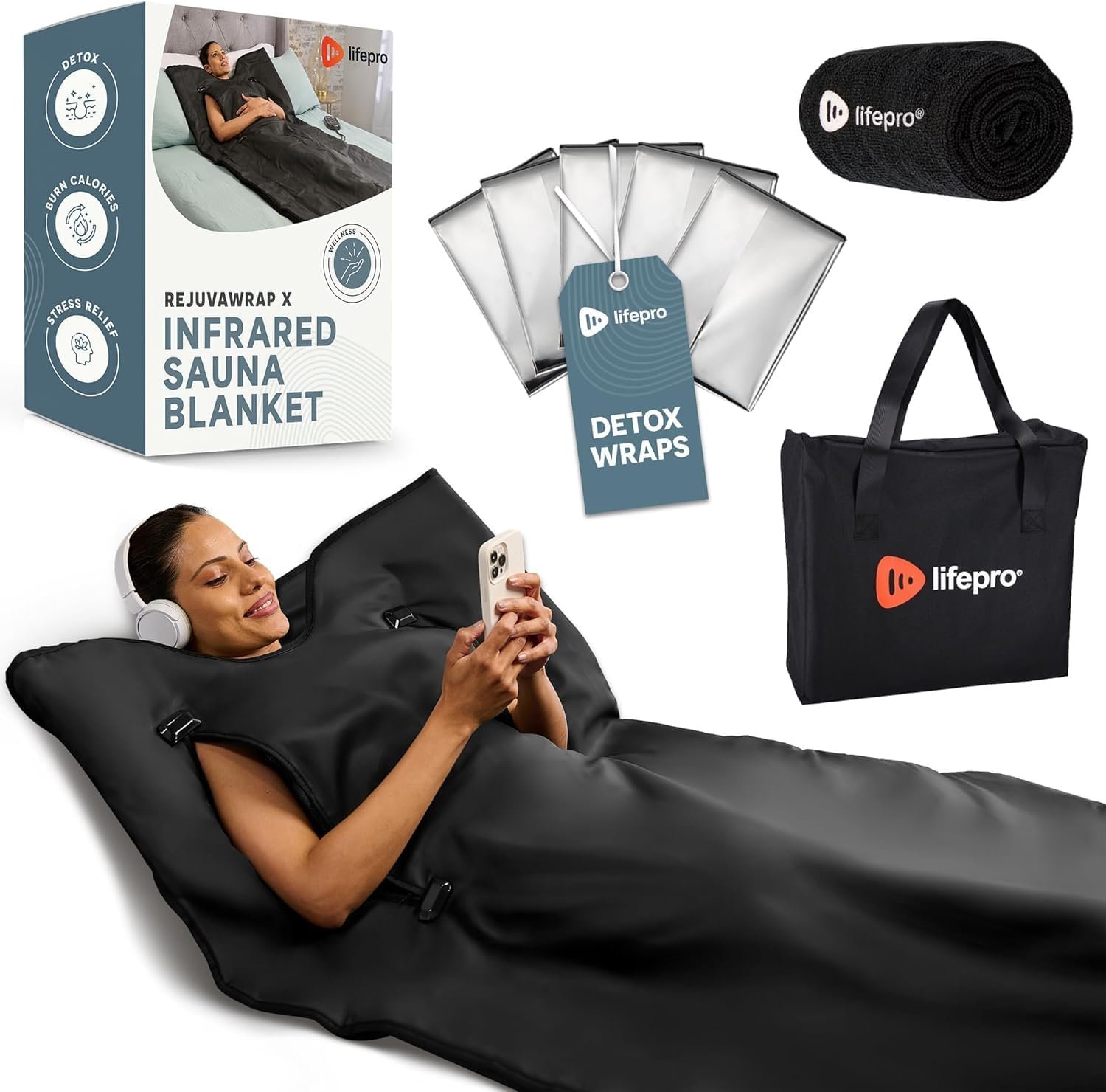 Lifepro RejuvaWrap Infrared Sauna Blanket with Low EMF and 9 Temp Levels