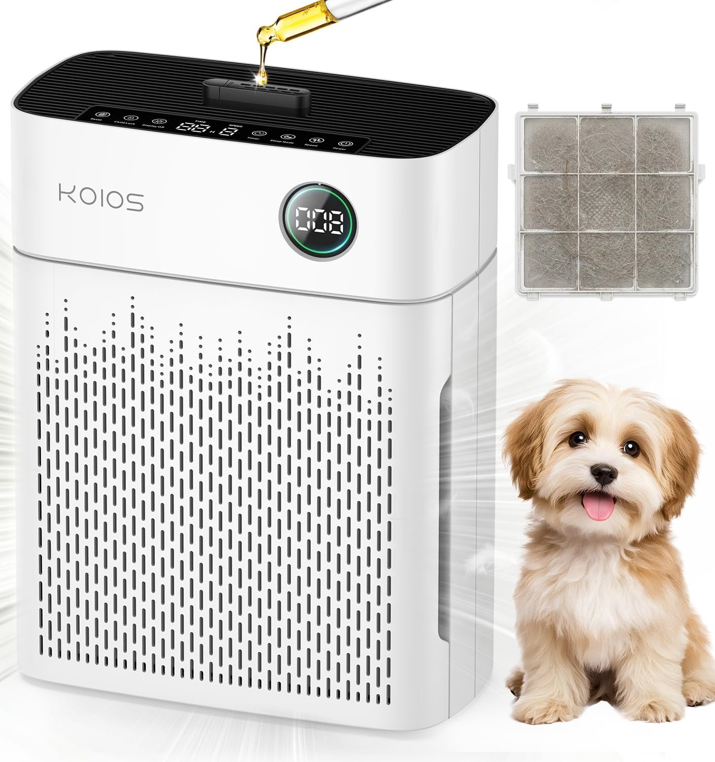 KOIOS H13 True HEPA Air Purifier for Home Bedroom 2500 sq ft, Carbon Filter