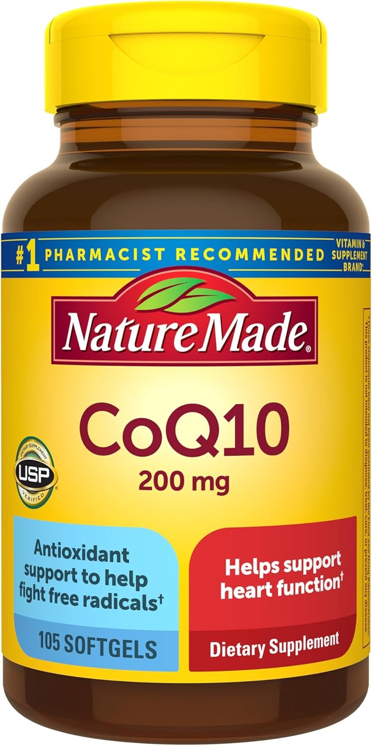 Nature Made CoQ10 200mg Softgels for Heart Health Support, 105 Softgels