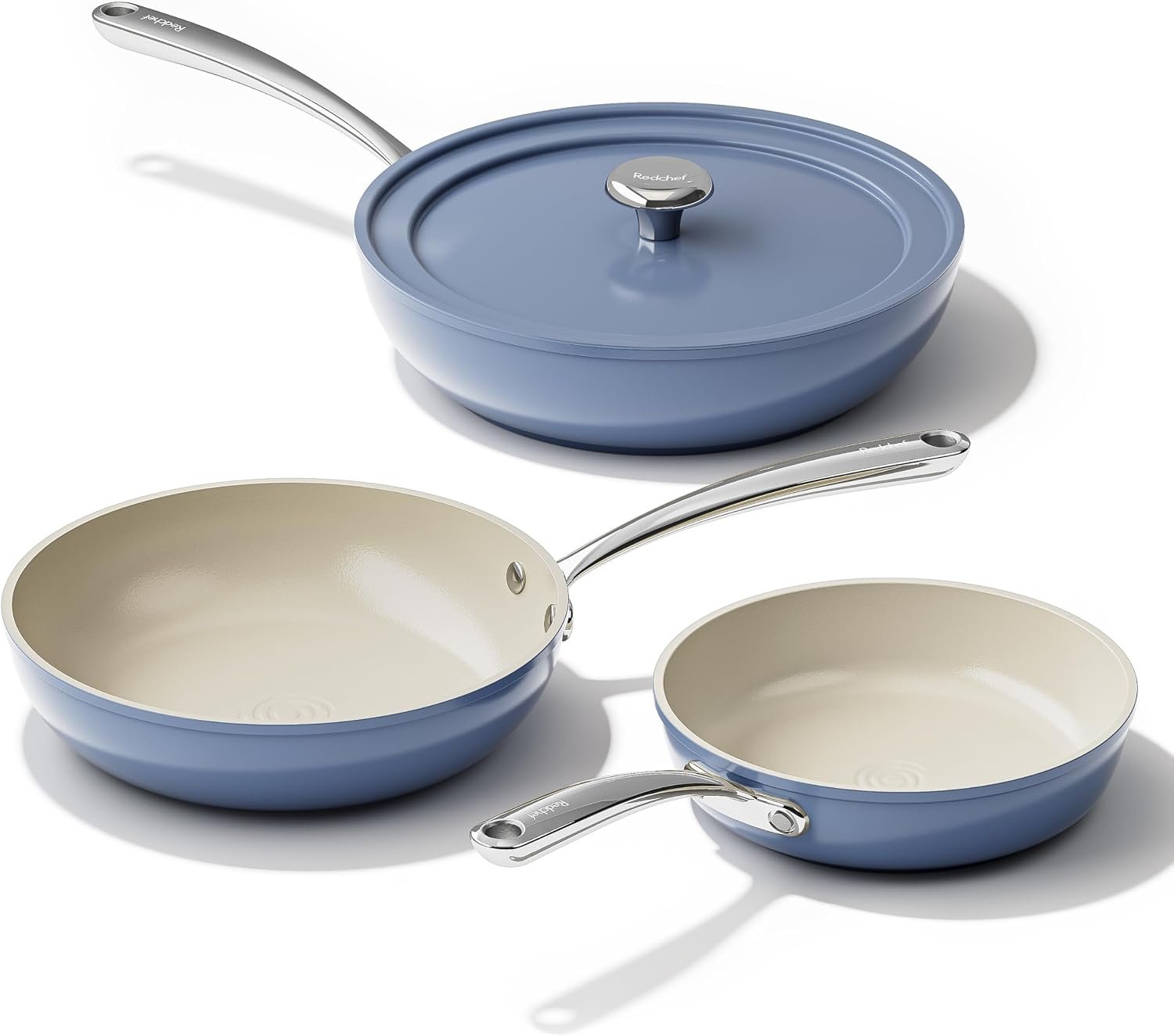 Redchef Ceramic Frying Pans Set Nonstick with Lid 4Pcs Cooking Pan Skillets