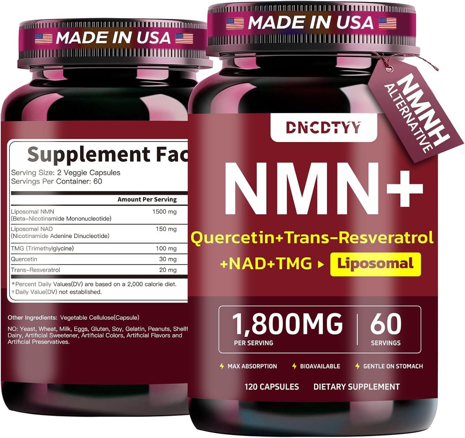 Liposomal NMN Supplement 1800mg Per Serving, 5-in-1 NMN NAD Supplement