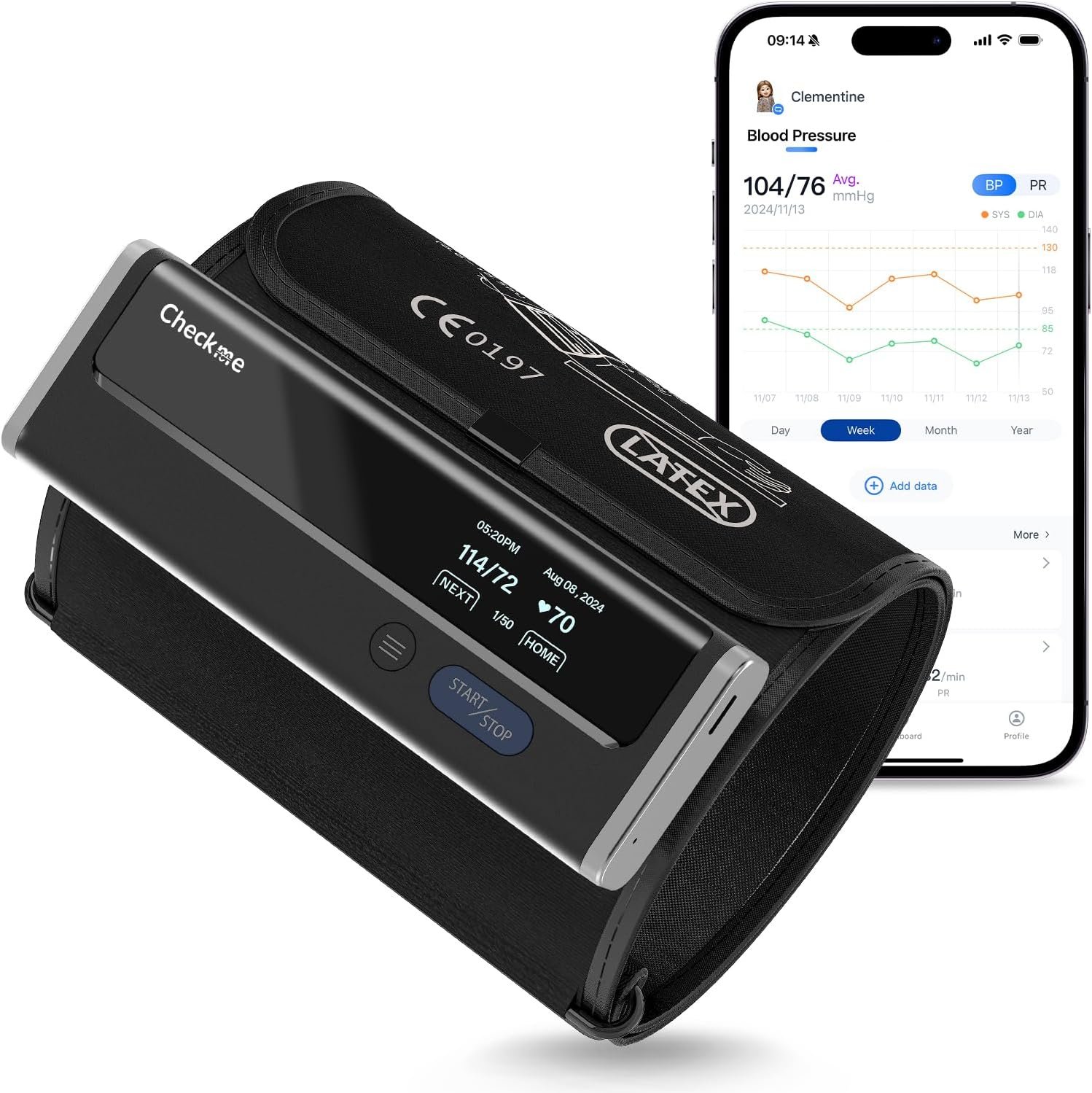 Checkme Blood Pressure Monitor for Home Use – Upper Arm Bluetooth BP Machine, Accurate Readings in 30 sec, App Enabled for iOS & Android, Store BP Readings, Black