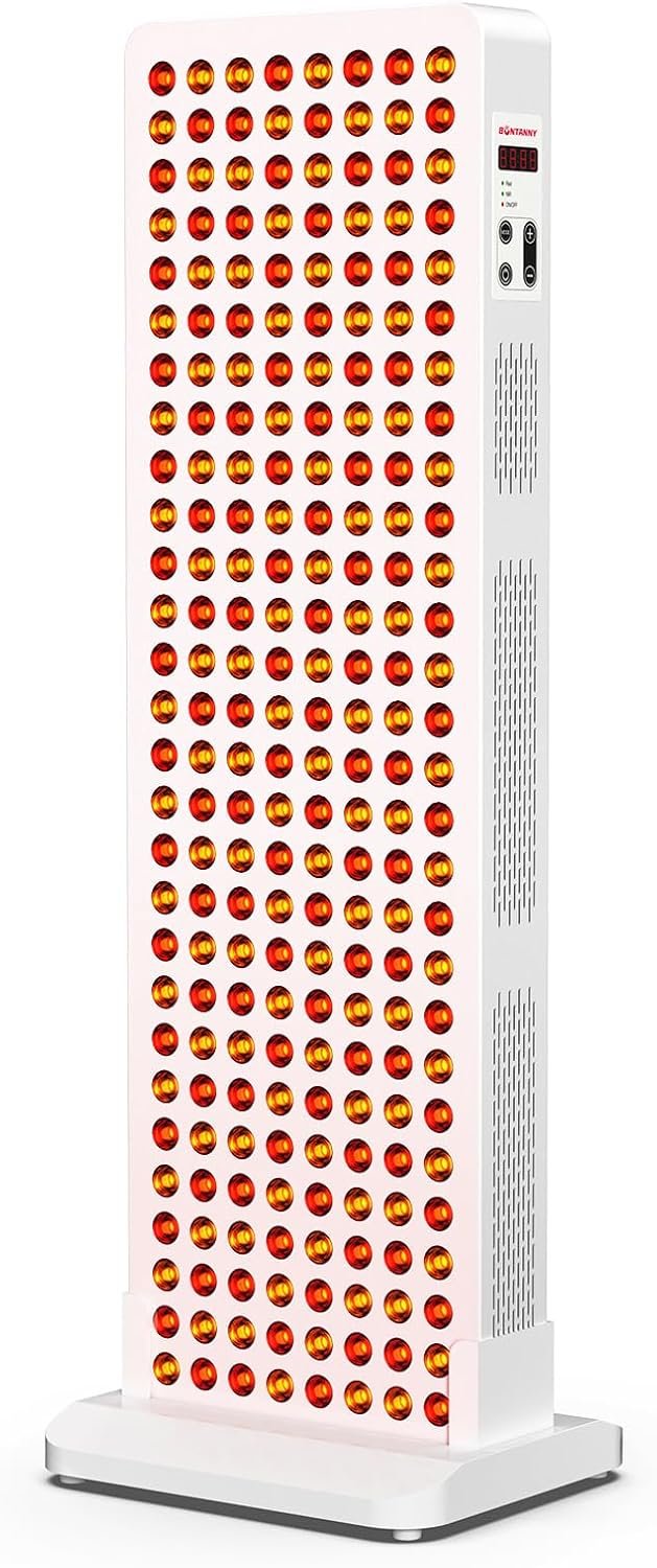 BONTANNY Red Light Therapy with Base, 630/660/810/830/850nm 5 Wavelengths Red Near Infrared Light Device with 224 Dual Chip Clinical Grade LEDs, Remote Control, Timer for Face, Body, Skin, BO-1200