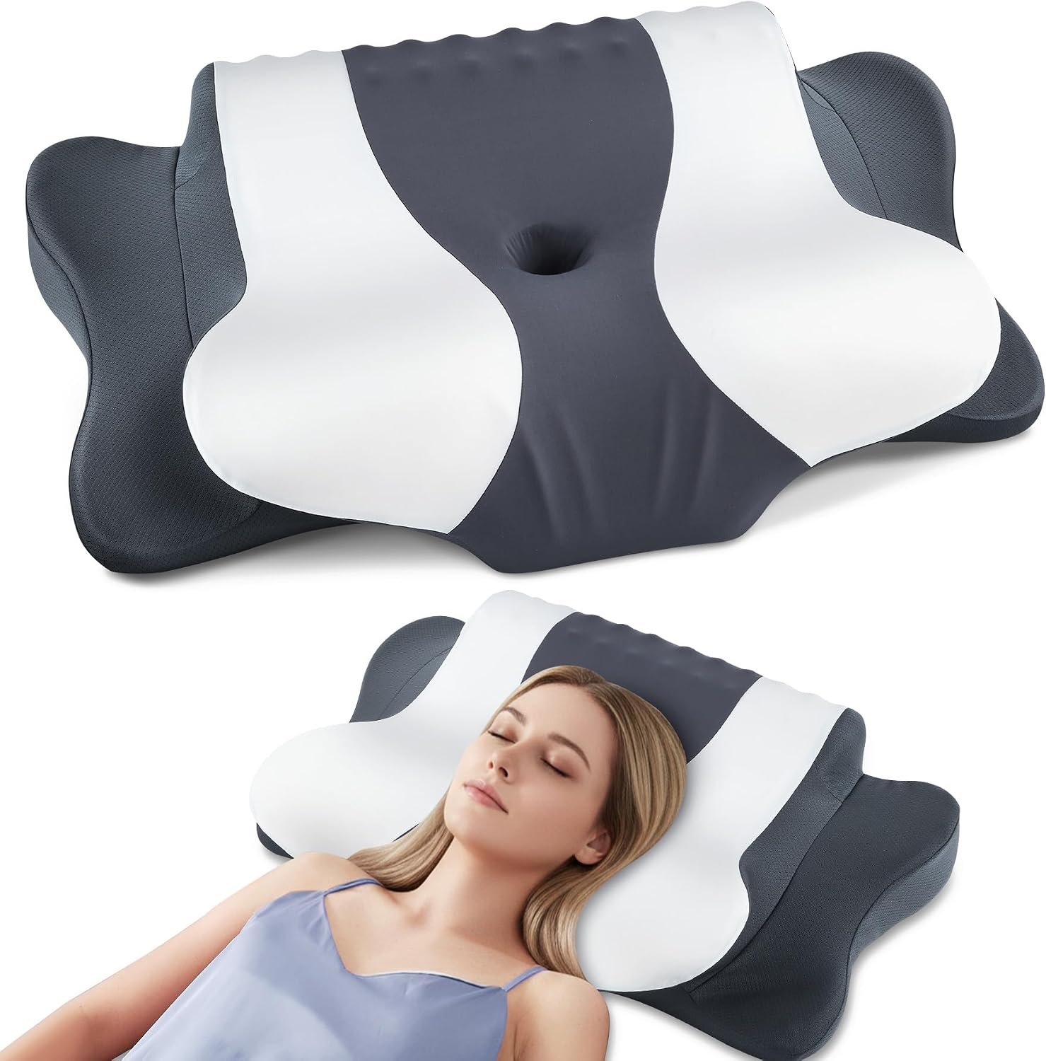 DONAMA Cervical Pillow for Neck Pain, Ergonomic Memory Foam Contour Pillow