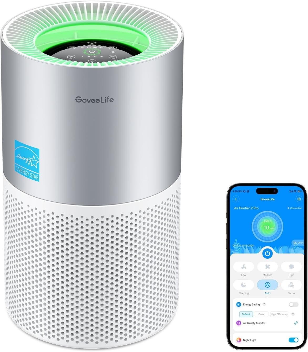 GoveeLife Air Purifier for Bedroom, Covers up to 1162ft², 24dB Sleep Mode