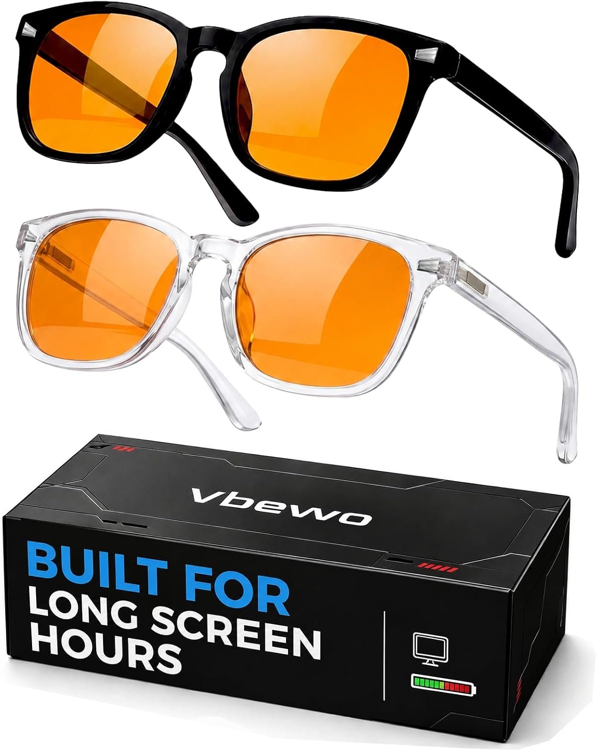 2 Packs Professional Sleep Glasses with 98.7% Blue Light Blocking