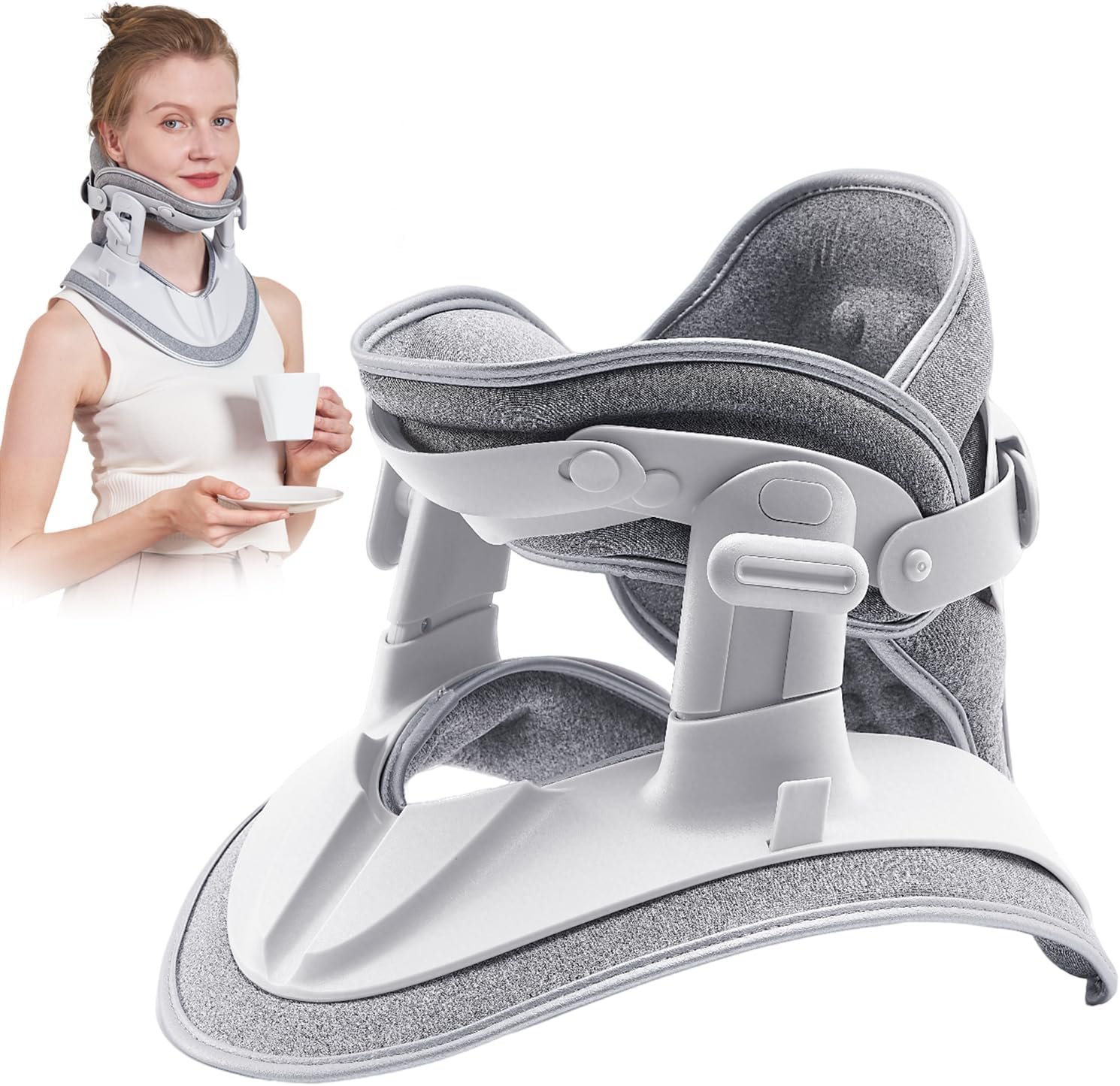 Zenopax Neck Stretcher Cervical Traction, Adjustable Cervical Neck Traction Device, Neck Brace for Neck Pain Relief and Support, Ergonomic Design for Home, Office & Travel Use