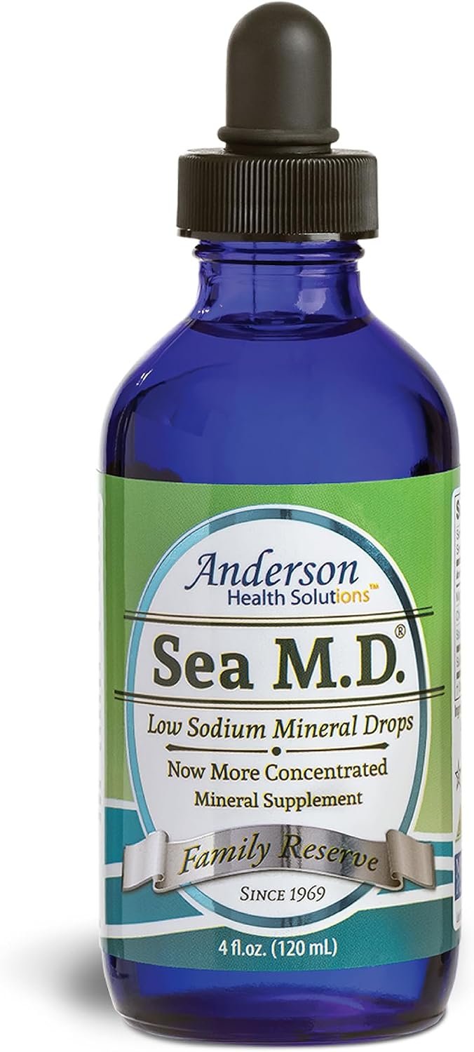 Anderson Sea M.D. Concentrated Trace Mineral Drops, 79 Trace Minerals with Magnesium, Sodium and Chloride Electrolytes – Supports Hydration, Energy, Muscles and Bone Health – 4 Fl Oz, 60 Servings