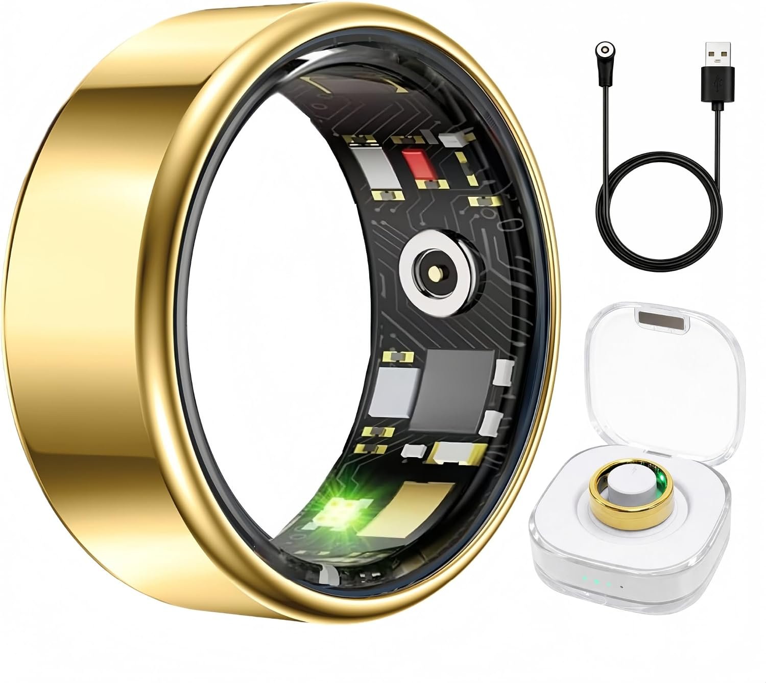 Smart Ring Health & Fitness Tracker for Men & Women (Gold, 8)