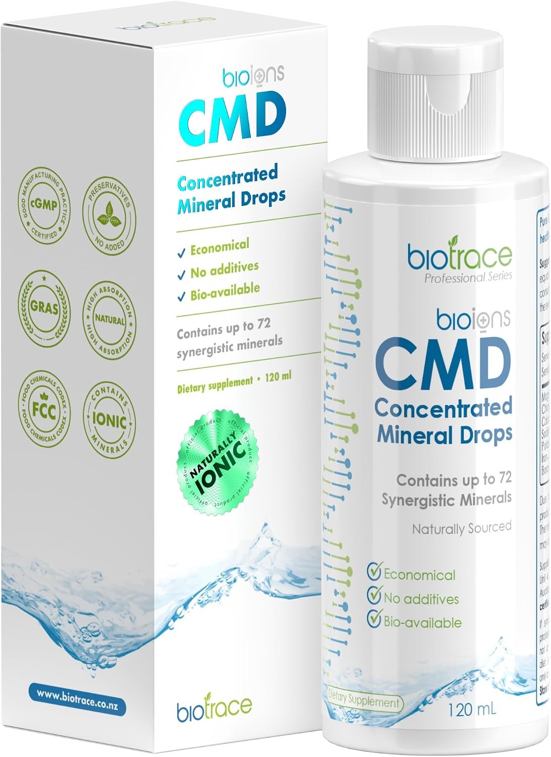BioTrace Dead Sea Trace Mineral Drops | 72 Concentrated Trace Minerals, Ionic Liquid Magnesium, Chloride, Potassium | Low Sodium | Energy, Electrolytes, Hydration | 68 Day Supply, 4 fl oz (Pack of 1)