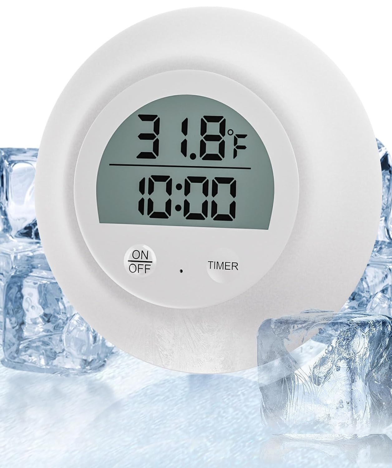 Silicone Cover Cold Plunge Thermometer with Timer, Waterproof Floating Water Thermometer for Ice Bath, Works with Ice Bath Tub Hot Tub Accurate Recovery(White)