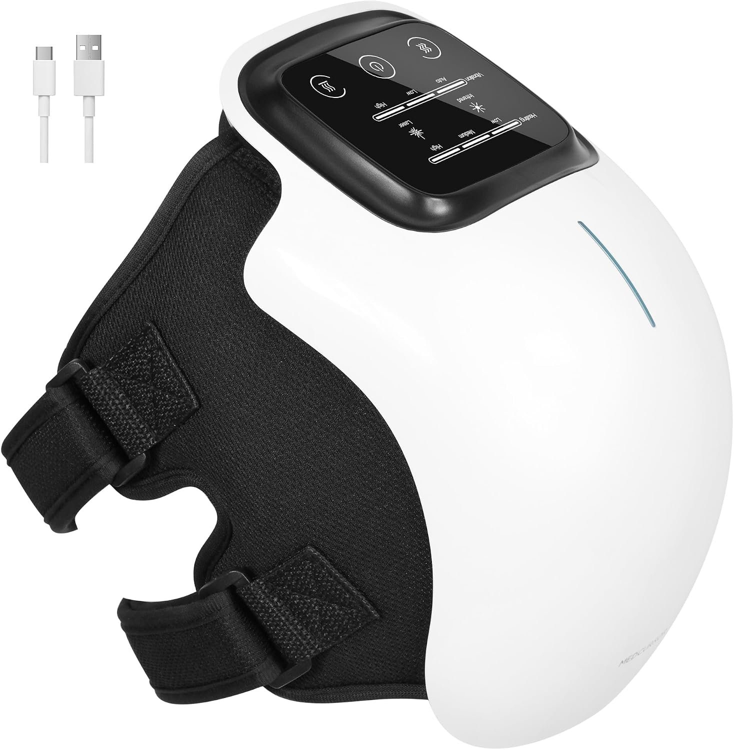 Medcursor Knee Massager, Cordless Heated Knee Massager with 3 Heating Levels, 3 Vibration Modes, LED Screen & Adjustable Straps, Massage with Heat for Relief