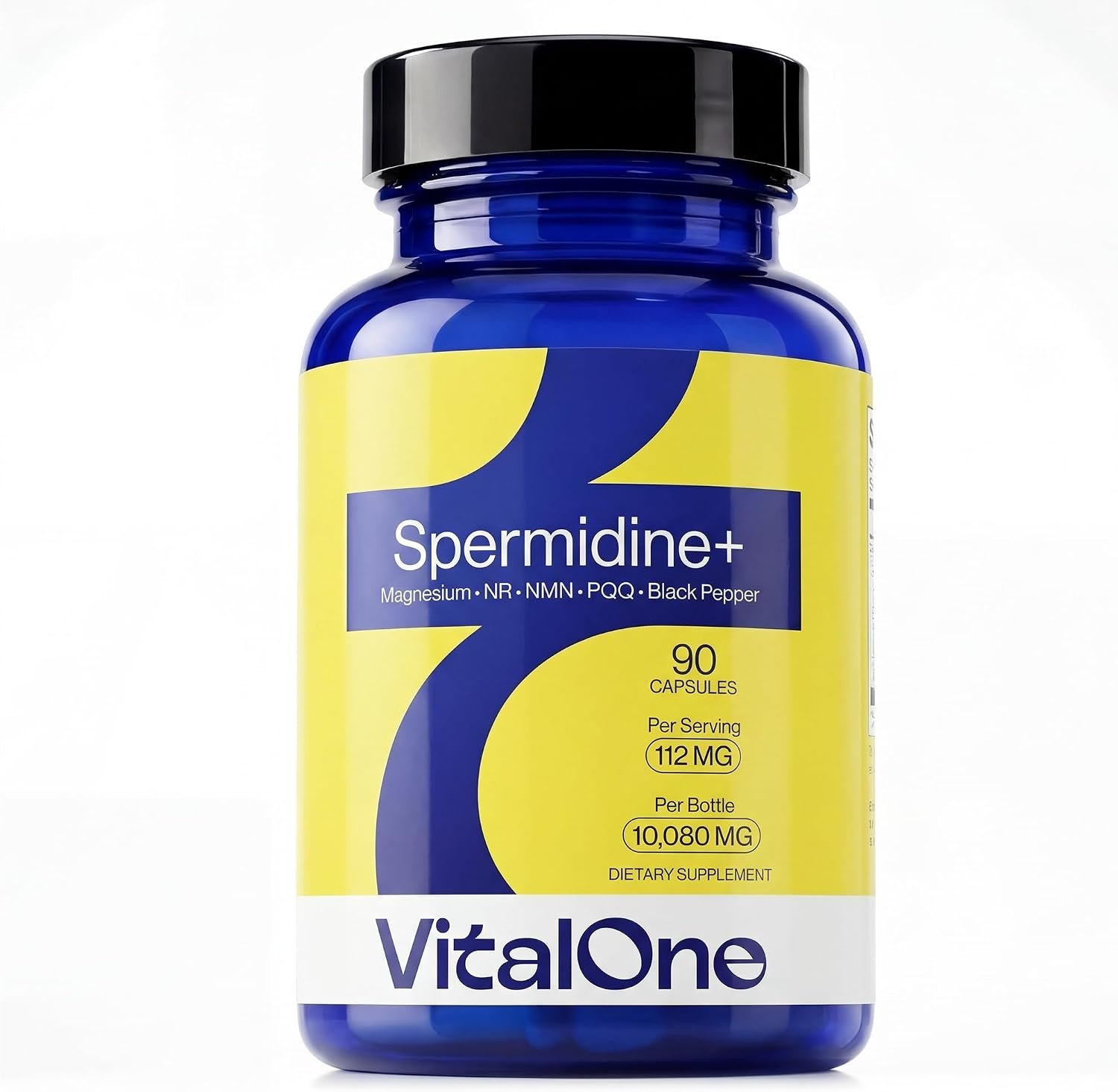 VitalOne Spermidine 12mg Supplement with NR, NMN, PQQ, Magnesium Bisglycinate & Black Pepper Extract | Nicotinamide Riboside Blend | Cellular Energy Support | 90 Capsules