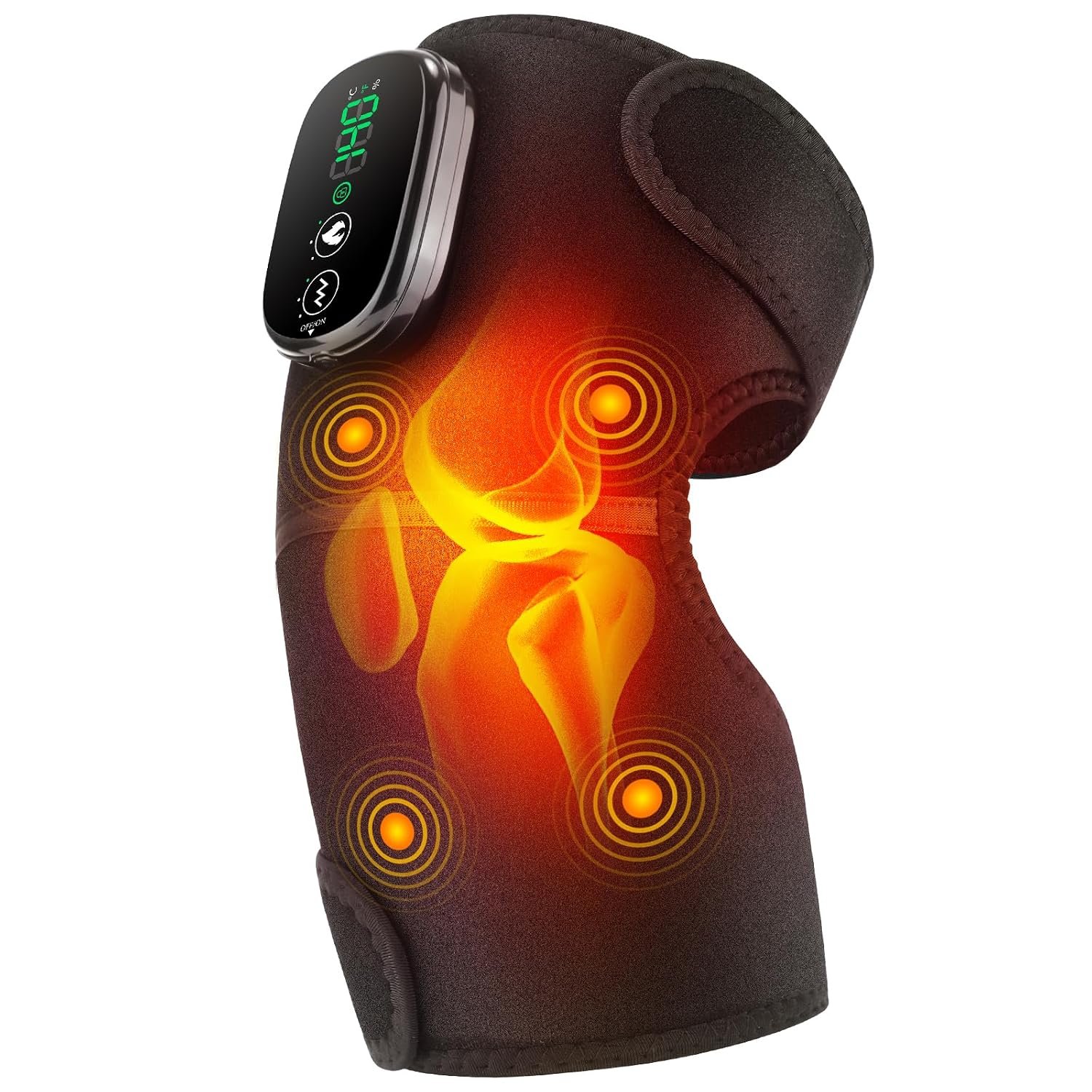 Cordless Heated Knee Massager for Pain Relief, FSA Eligible HSA 2026 Upgrade 4-Motor Full-Coverage Vibration & Heat, XL Heating Knee Brace for Targeted Pain Relief in Knee, Shoulder & Elbow, 5 Heat Levels & 5 Massage Modes