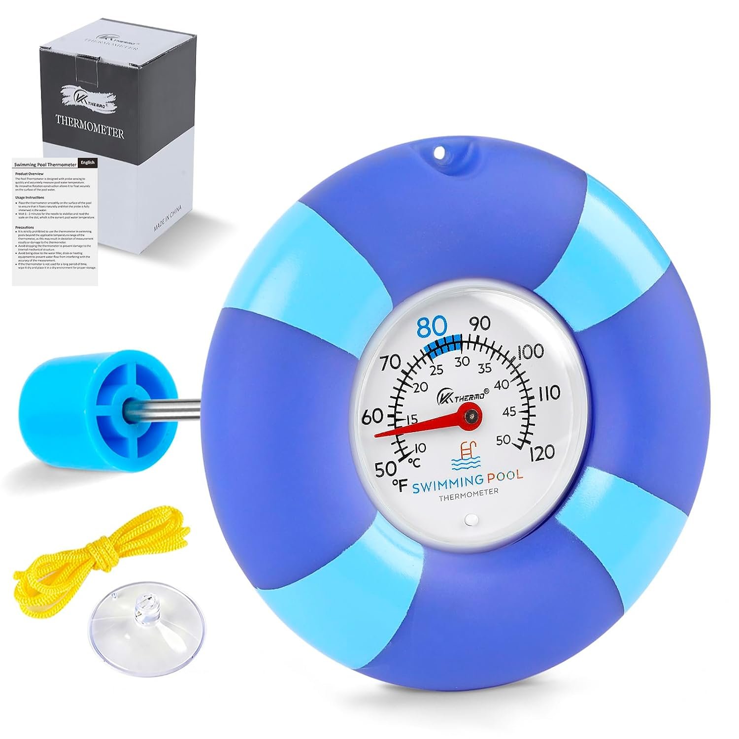 Pool Thermometer Floating Easy Read, Mechanical Water Thermometer